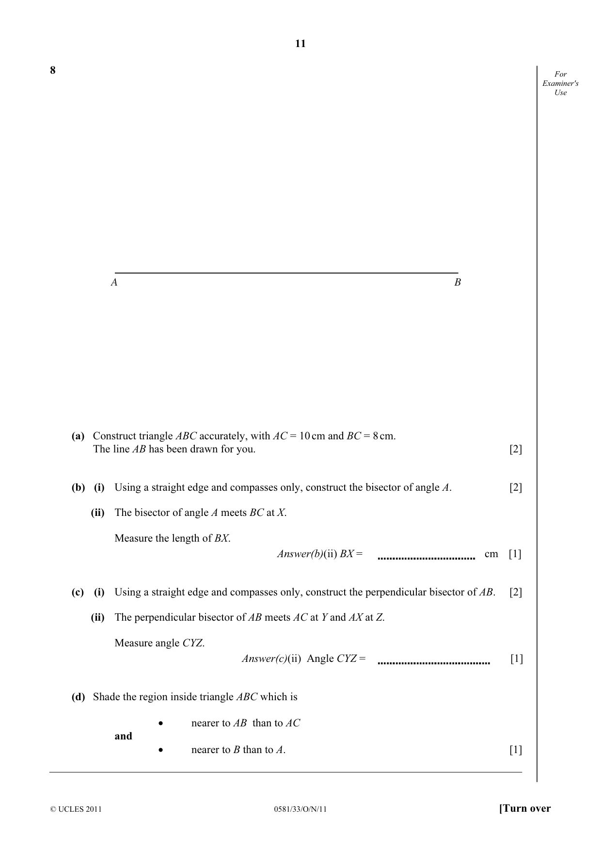 Cambridge IGCSE Mathematics (with coursework) 0581 2011 Oct/Nov Paper 3 · Variant 3 question paper, page 11 of 16