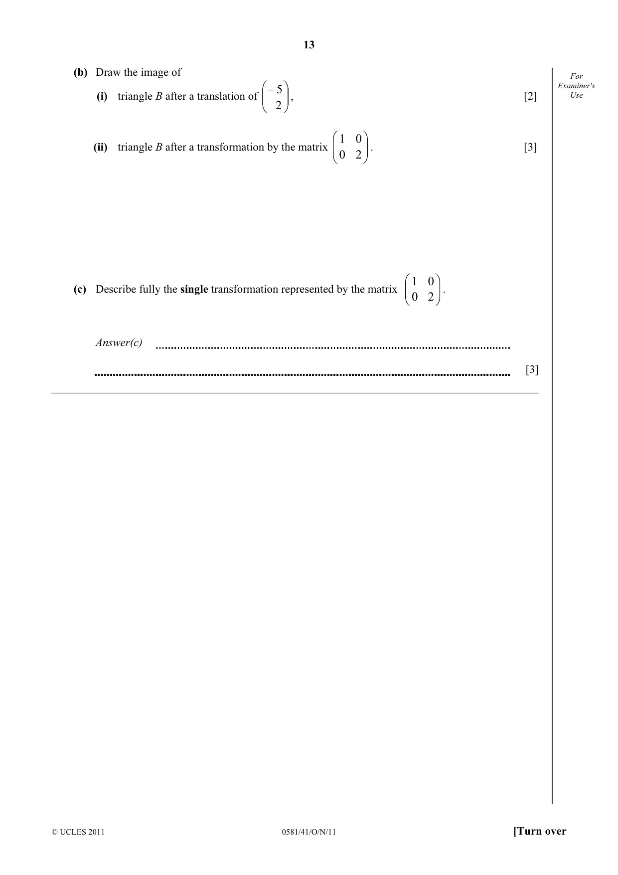 Cambridge IGCSE Mathematics (with coursework) 0581 2011 Oct/Nov Paper 4 · Variant 1 question paper, page 13 of 16
