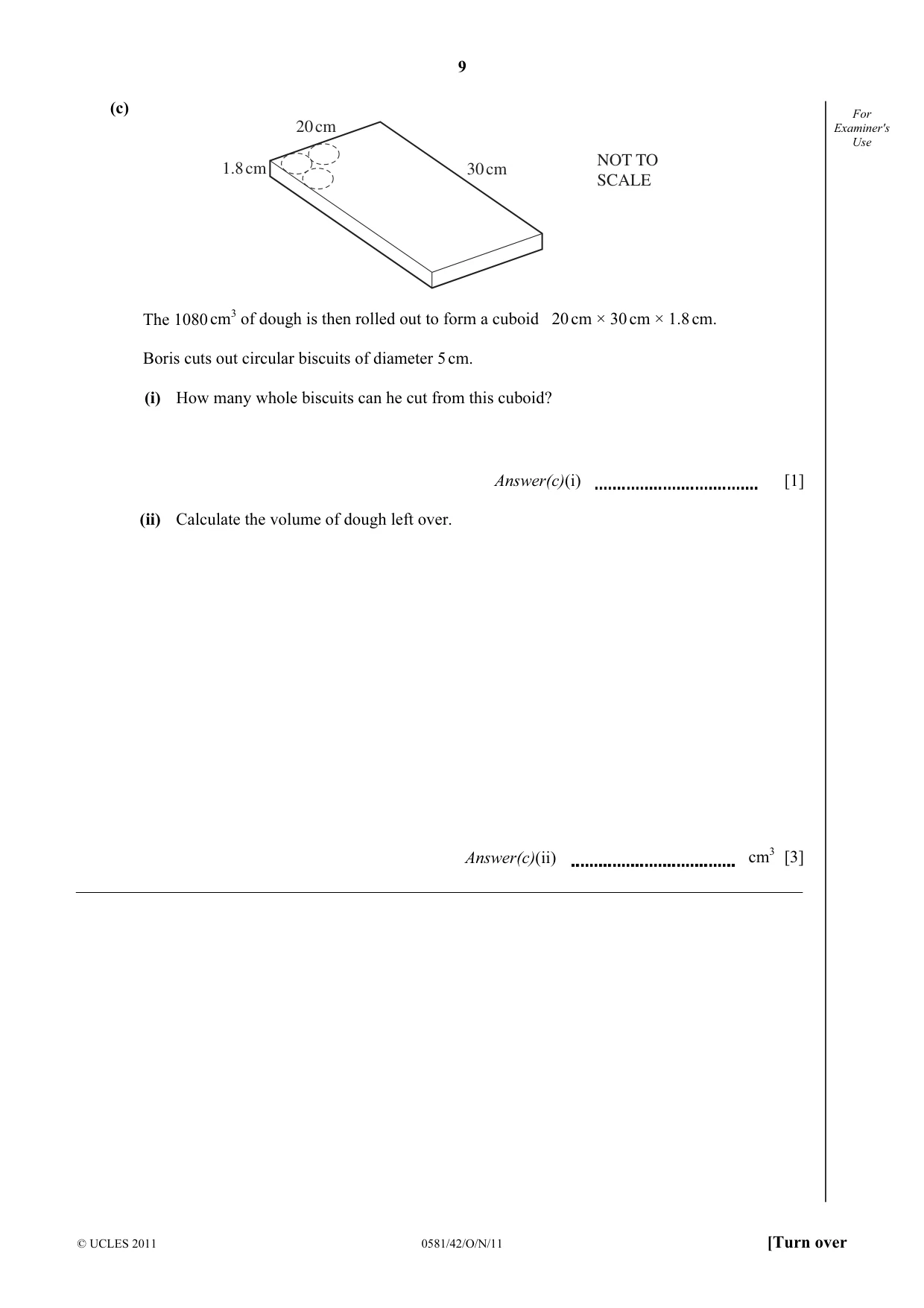 Cambridge IGCSE Mathematics (with coursework) 0581 2011 Oct/Nov Paper 4 · Variant 2 question paper, page 9 of 20