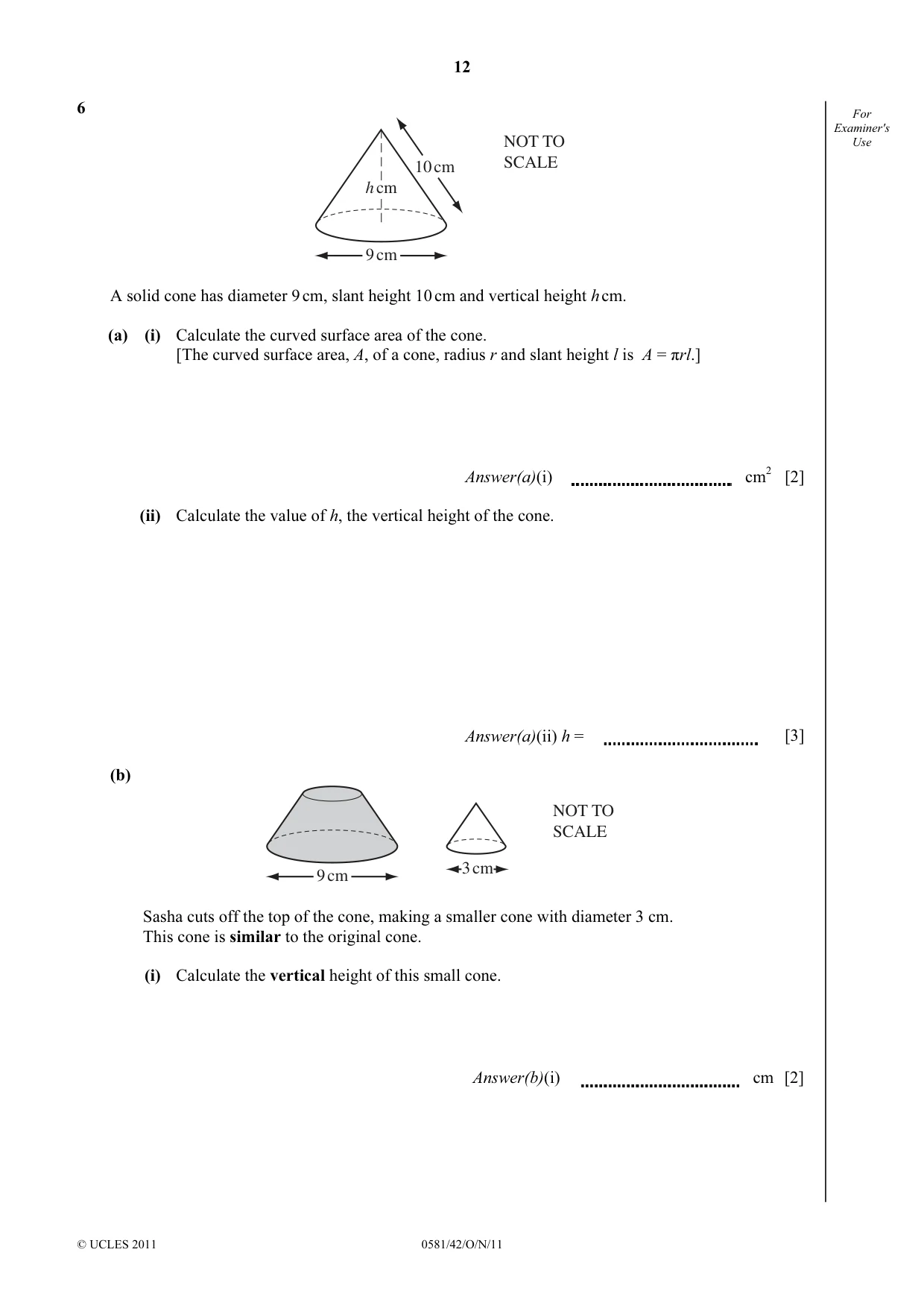 Cambridge IGCSE Mathematics (with coursework) 0581 2011 Oct/Nov Paper 4 · Variant 2 question paper, page 12 of 20
