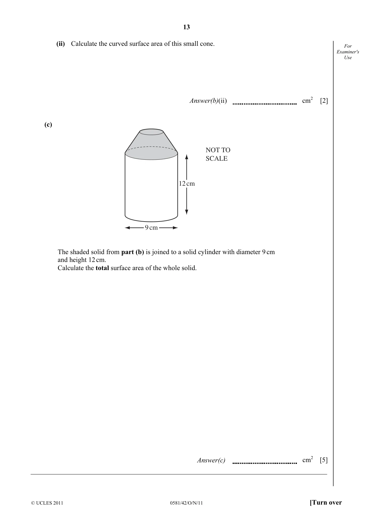 Cambridge IGCSE Mathematics (with coursework) 0581 2011 Oct/Nov Paper 4 · Variant 2 question paper, page 13 of 20