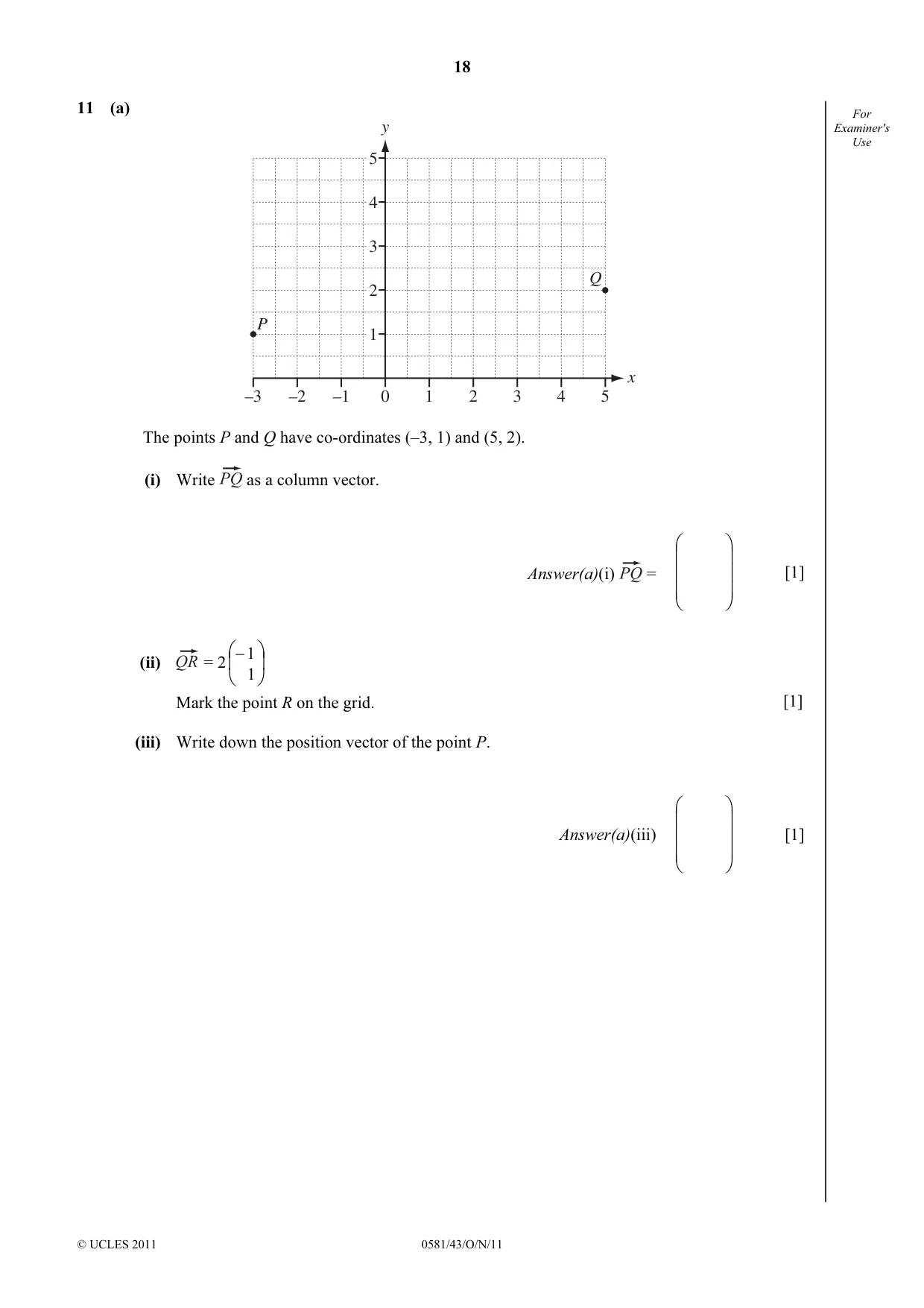 Cambridge IGCSE Mathematics (with coursework) 0581 2011 Oct/Nov Paper 4 · Variant 3 question paper, page 18 of 20