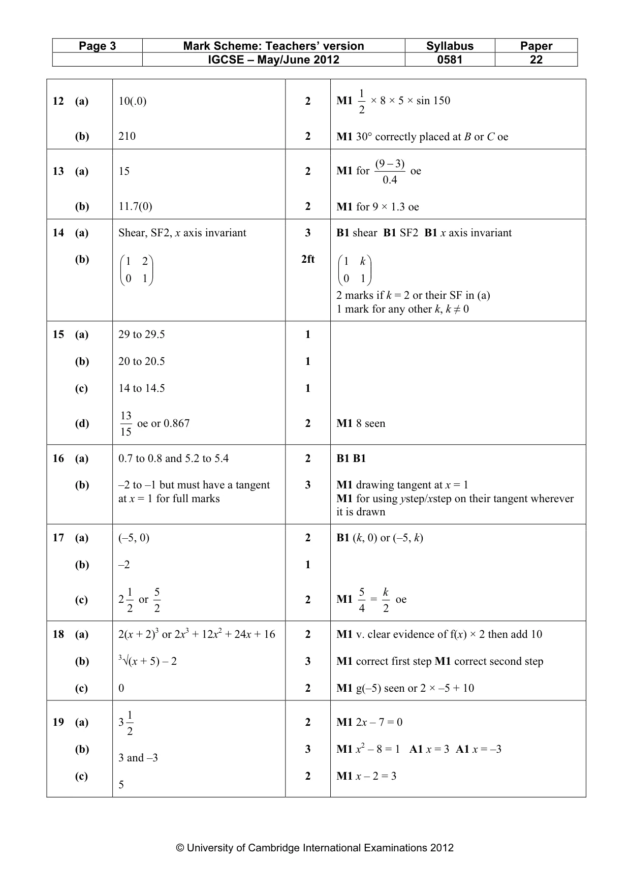 Mark scheme, page 3 of 3