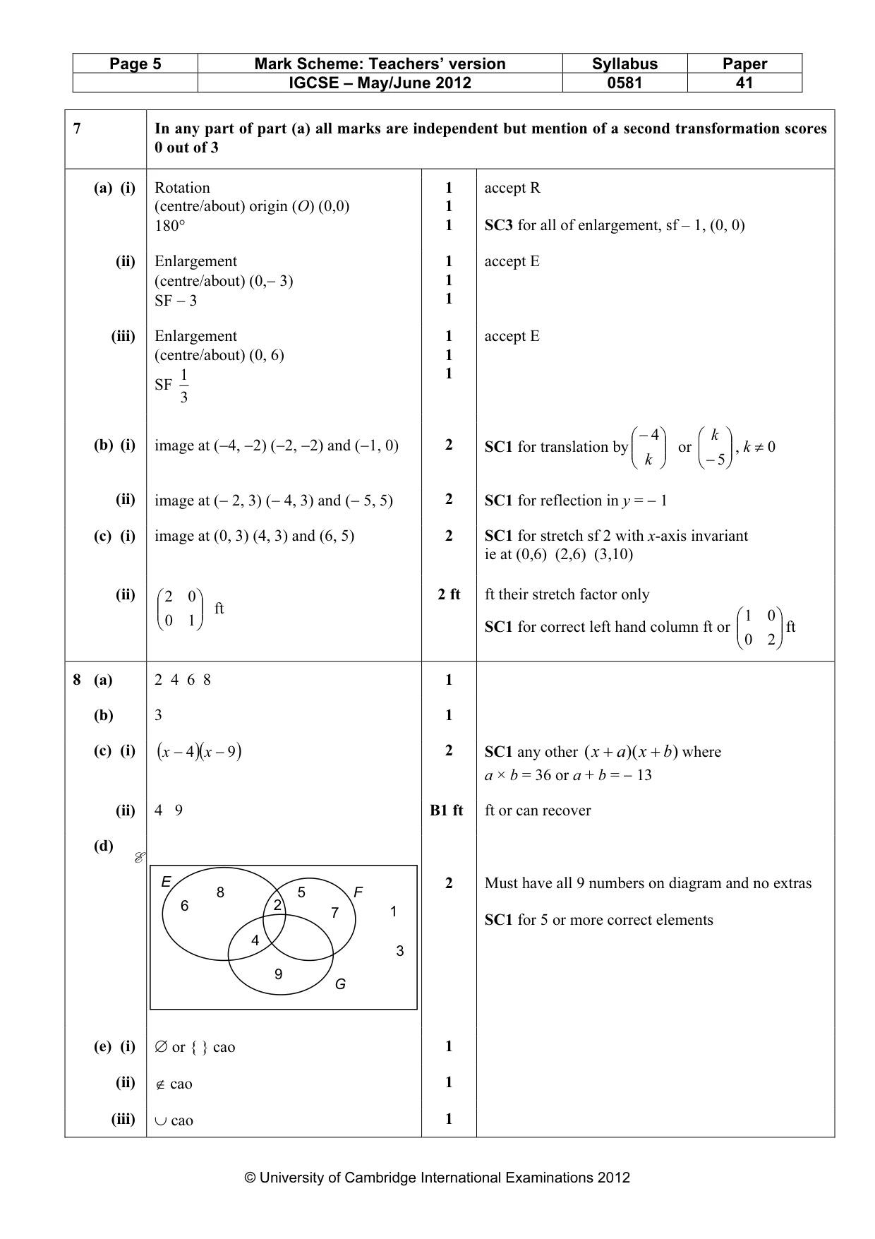 Mark scheme, page 5 of 6