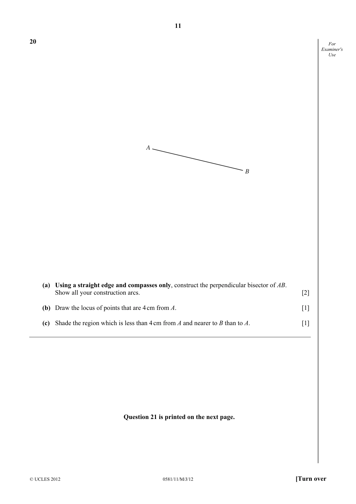 Cambridge IGCSE Mathematics (with coursework) 0581 2012 May/June Paper 1 · Variant 1 question paper, page 11 of 12
