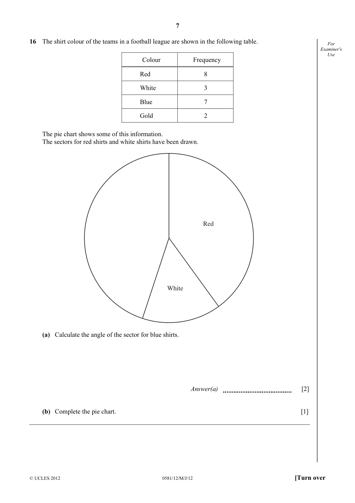 Cambridge IGCSE Mathematics (with coursework) 0581 2012 May/June Paper 1 · Variant 2 question paper, page 7 of 12