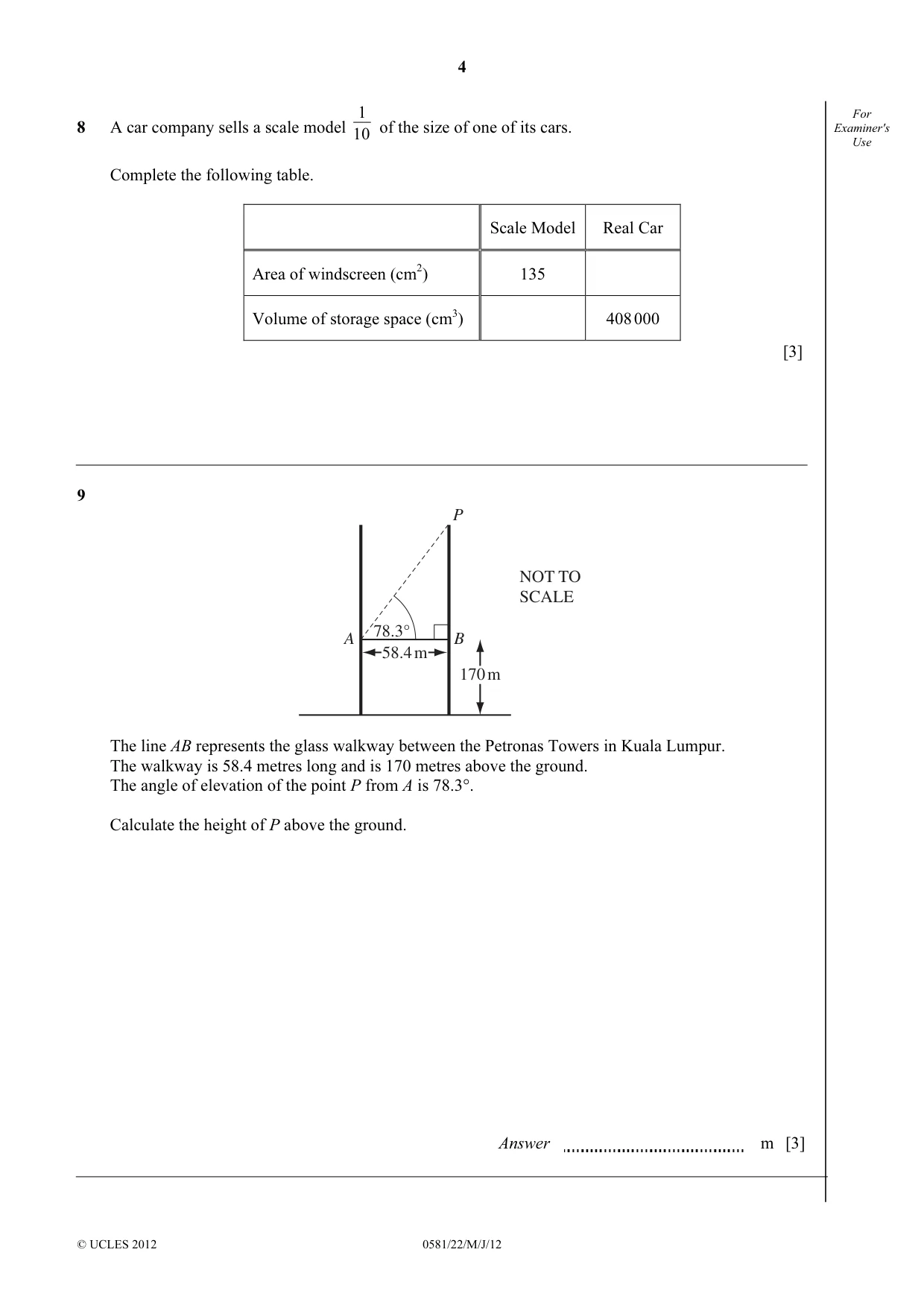 Cambridge IGCSE Mathematics (with coursework) 0581 2012 May/June Paper 2 · Variant 2 question paper, page 4 of 12