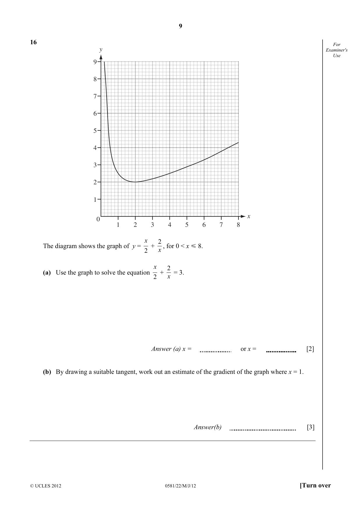 Cambridge IGCSE Mathematics (with coursework) 0581 2012 May/June Paper 2 · Variant 2 question paper, page 9 of 12