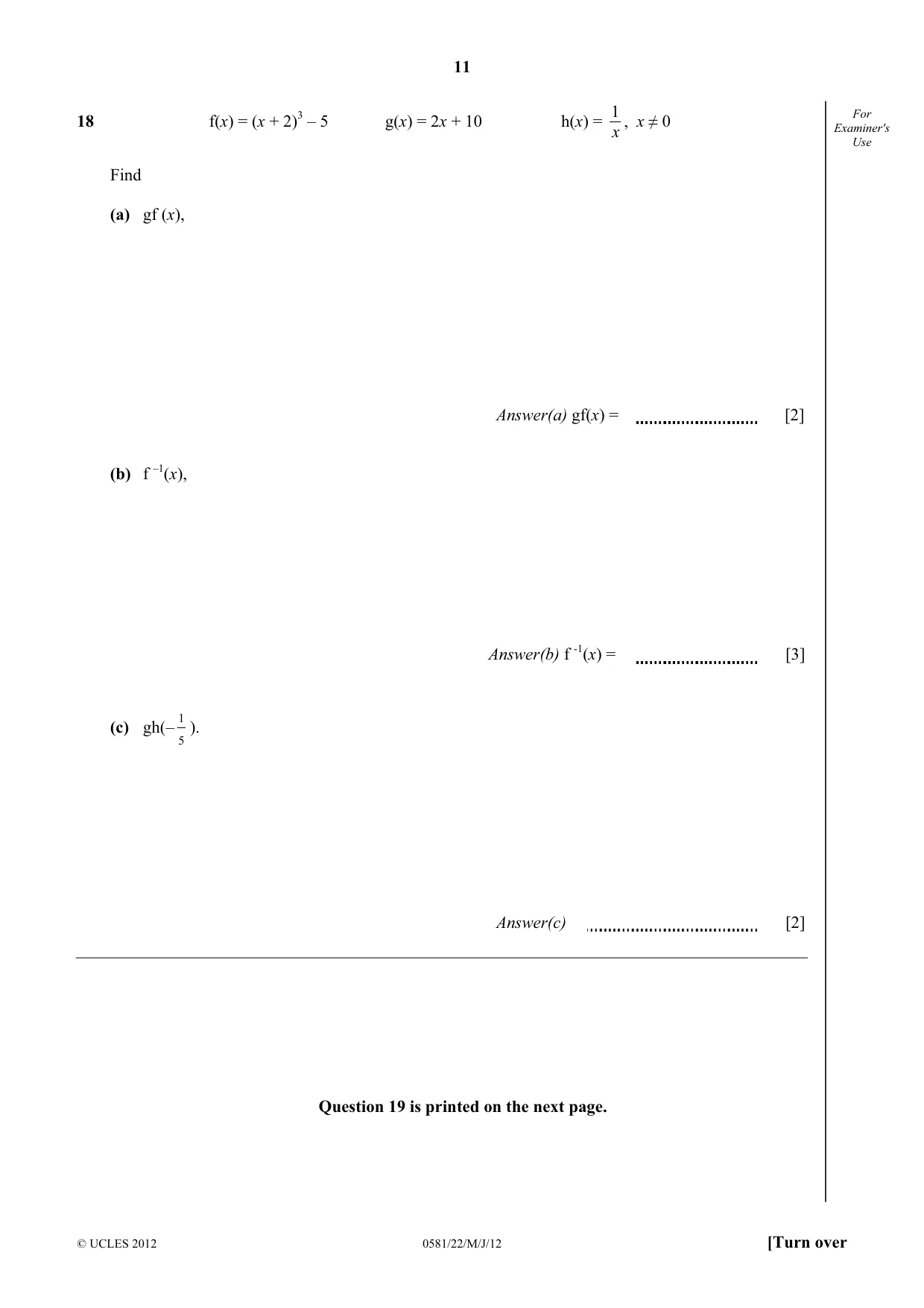 Cambridge IGCSE Mathematics (with coursework) 0581 2012 May/June Paper 2 · Variant 2 question paper, page 11 of 12