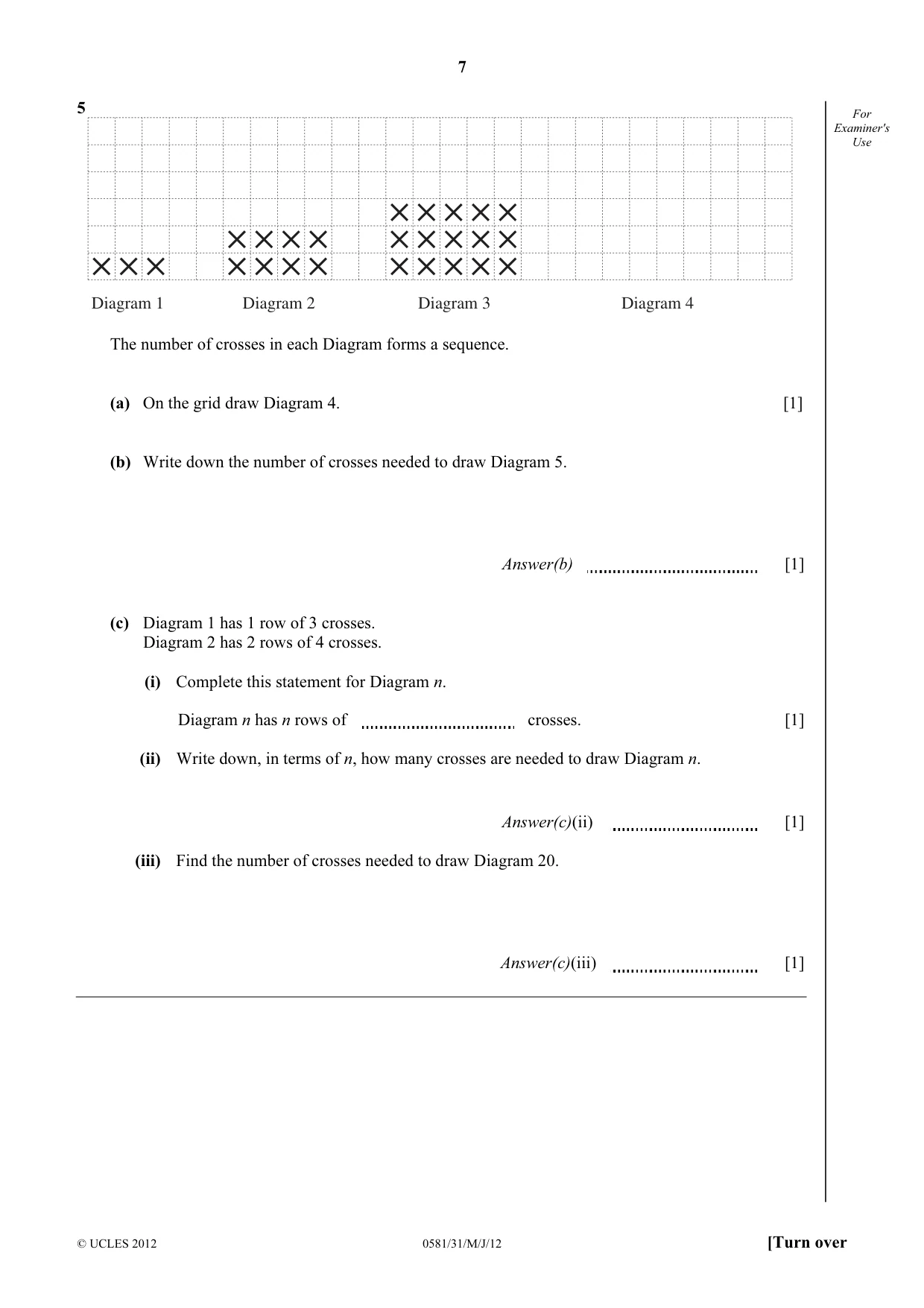 Cambridge IGCSE Mathematics (with coursework) 0581 2012 May/June Paper 3 · Variant 1 question paper, page 7 of 16
