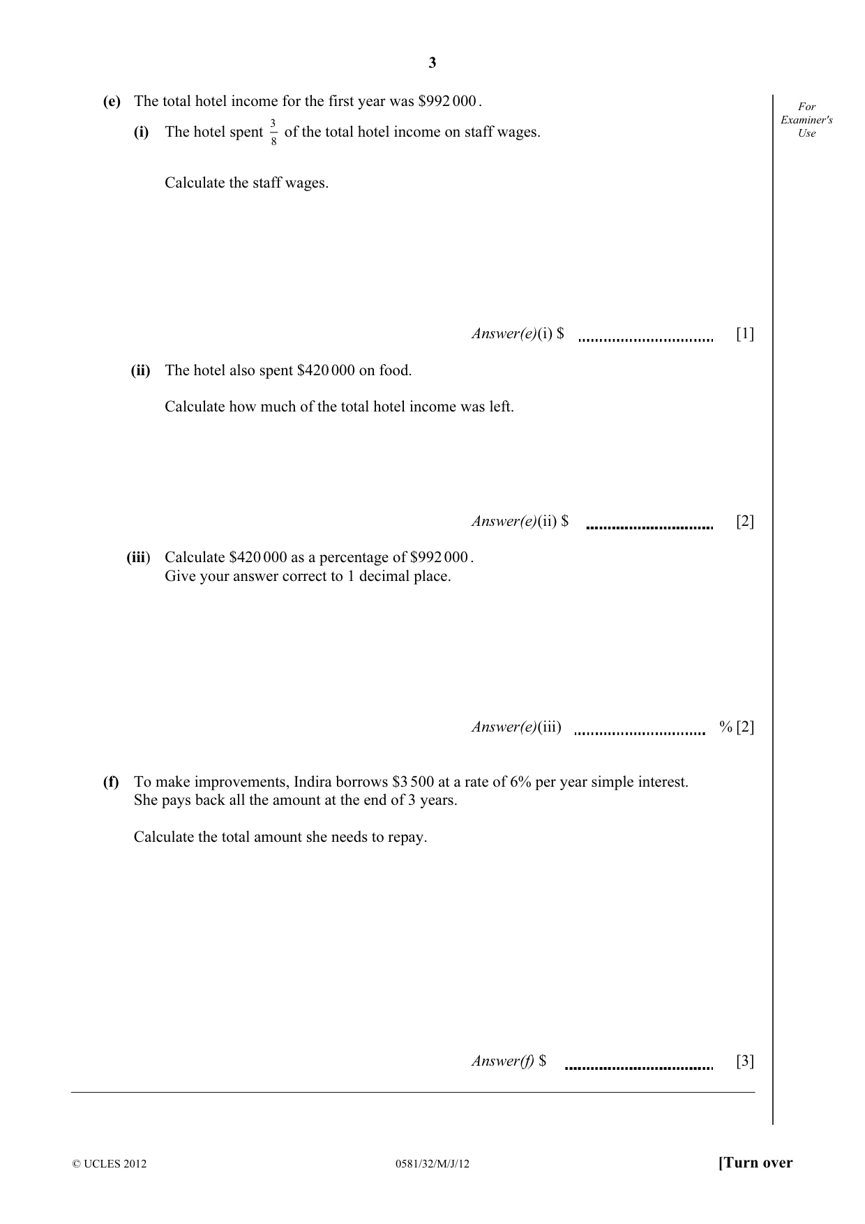 Cambridge IGCSE Mathematics (with coursework) 0581 2012 May/June Paper 3 · Variant 2 question paper, page 3 of 16