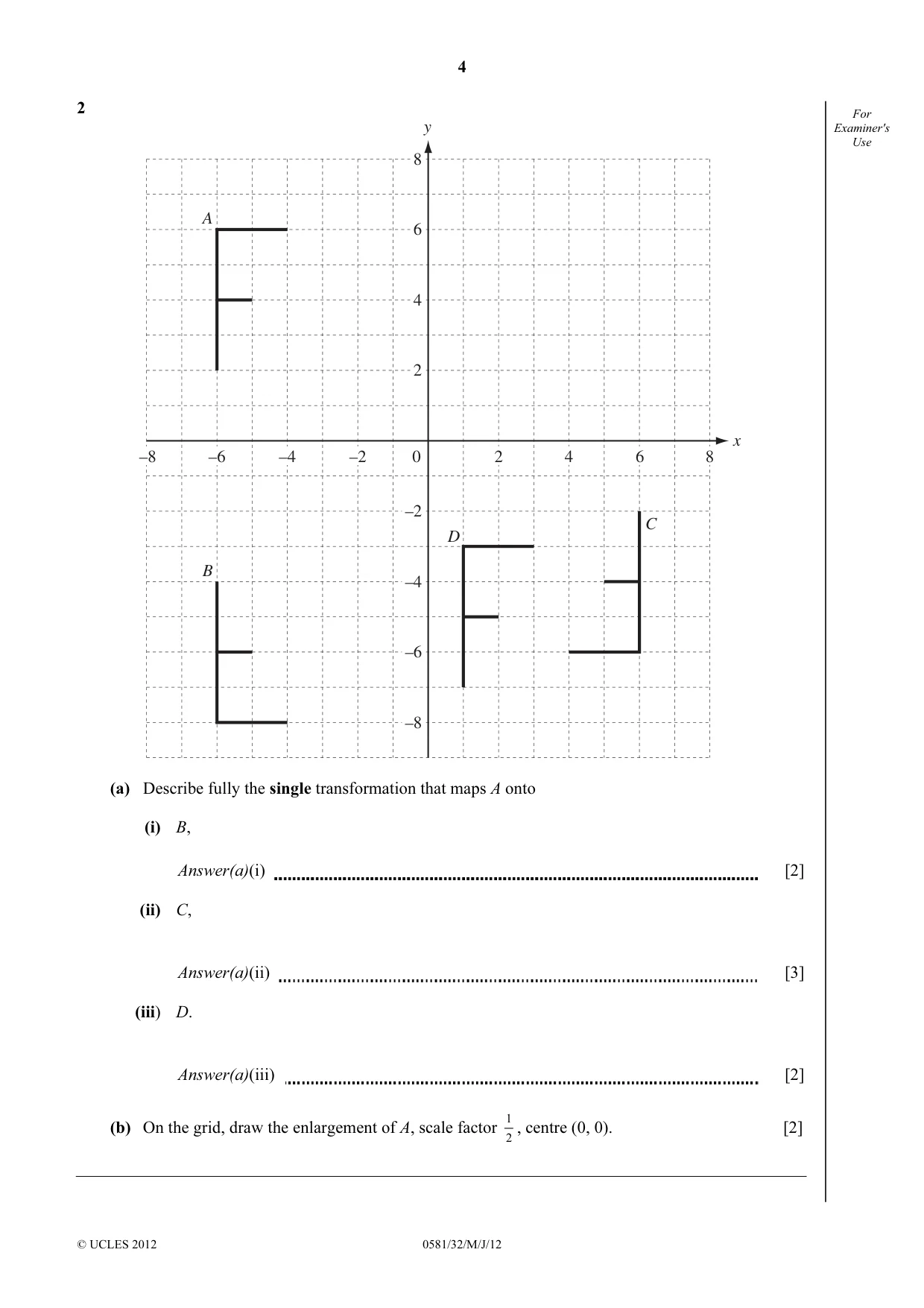Cambridge IGCSE Mathematics (with coursework) 0581 2012 May/June Paper 3 · Variant 2 question paper, page 4 of 16