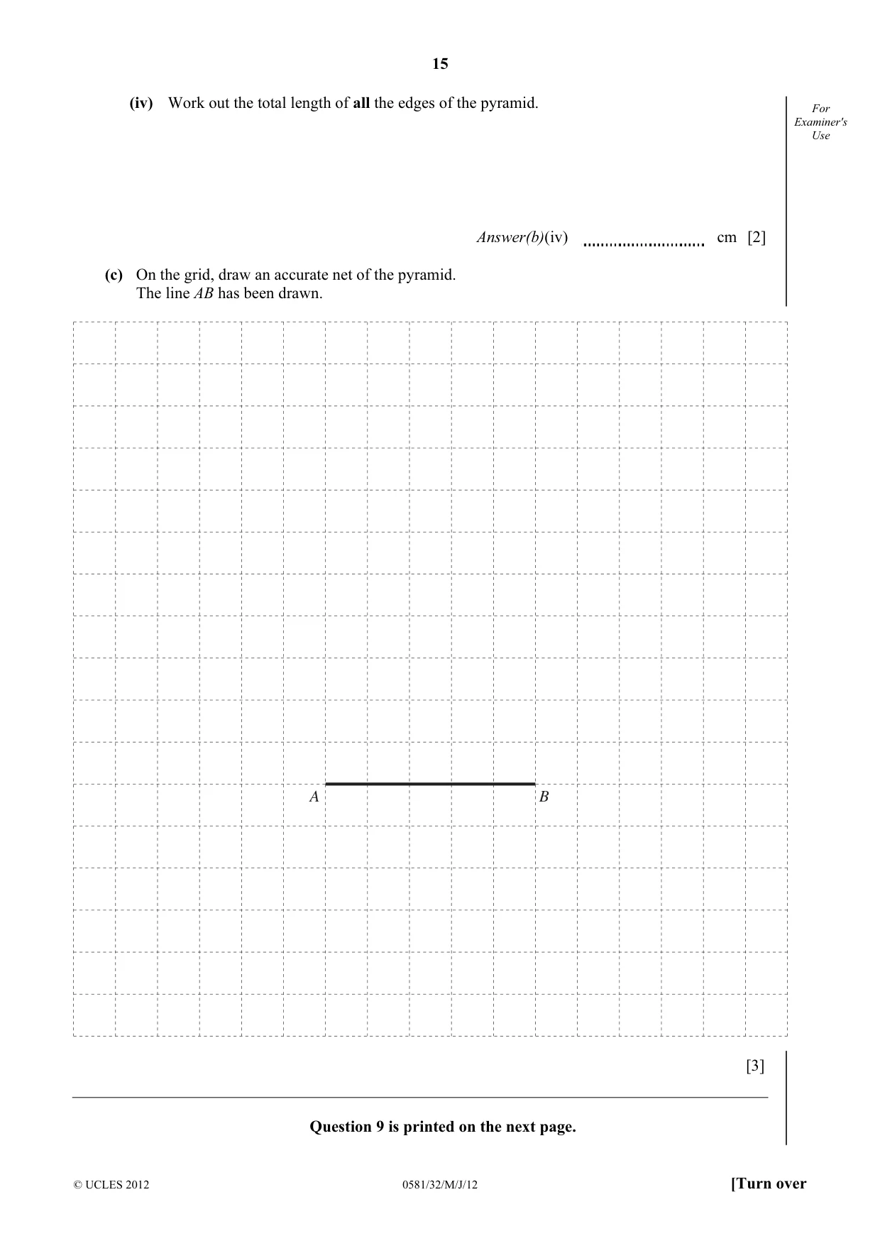 Cambridge IGCSE Mathematics (with coursework) 0581 2012 May/June Paper 3 · Variant 2 question paper, page 15 of 16