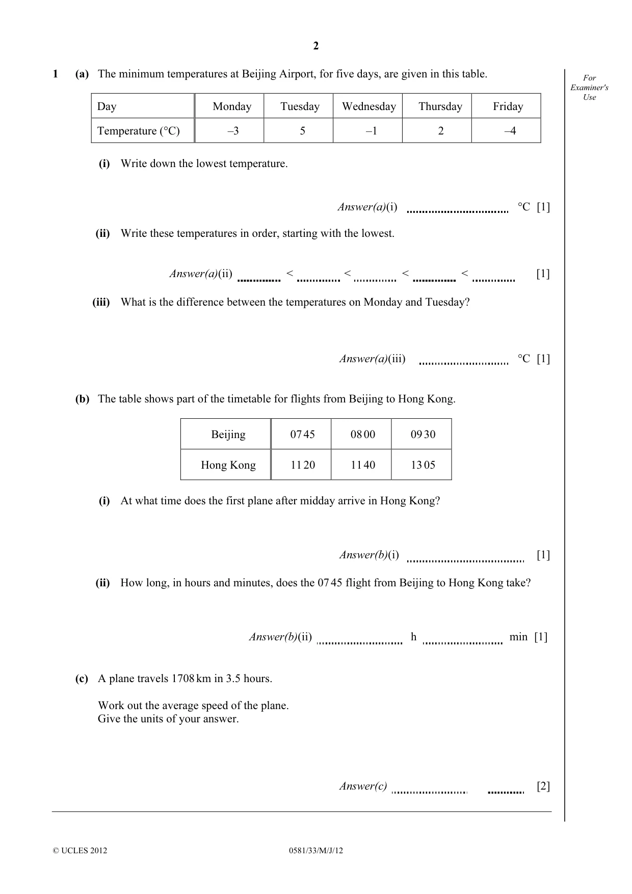 Cambridge IGCSE Mathematics (with coursework) 0581 2012 May/June Paper 3 · Variant 3 question paper, page 2 of 16