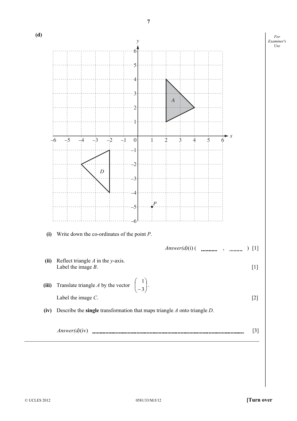 Cambridge IGCSE Mathematics (with coursework) 0581 2012 May/June Paper 3 · Variant 3 question paper, page 7 of 16
