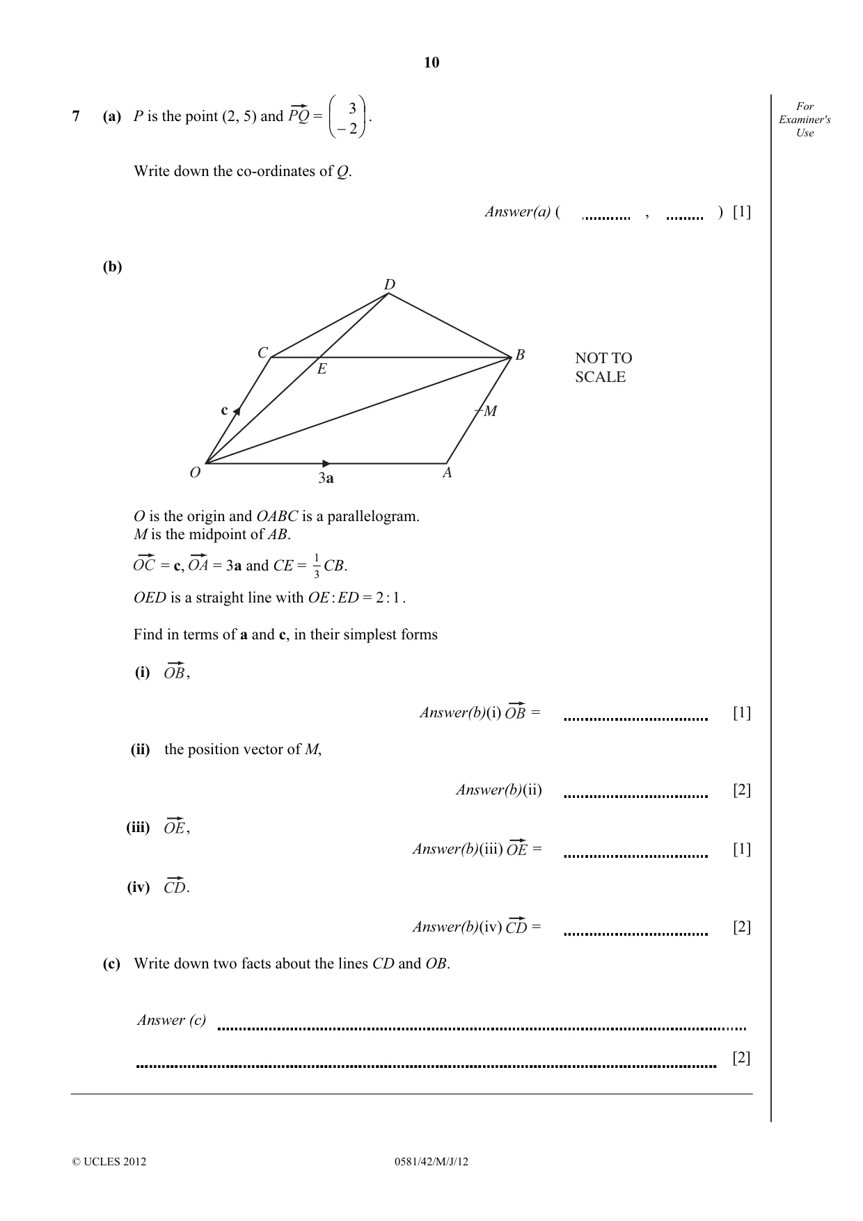 Cambridge IGCSE Mathematics (with coursework) 0581 2012 May/June Paper 4 · Variant 2 question paper, page 10 of 16