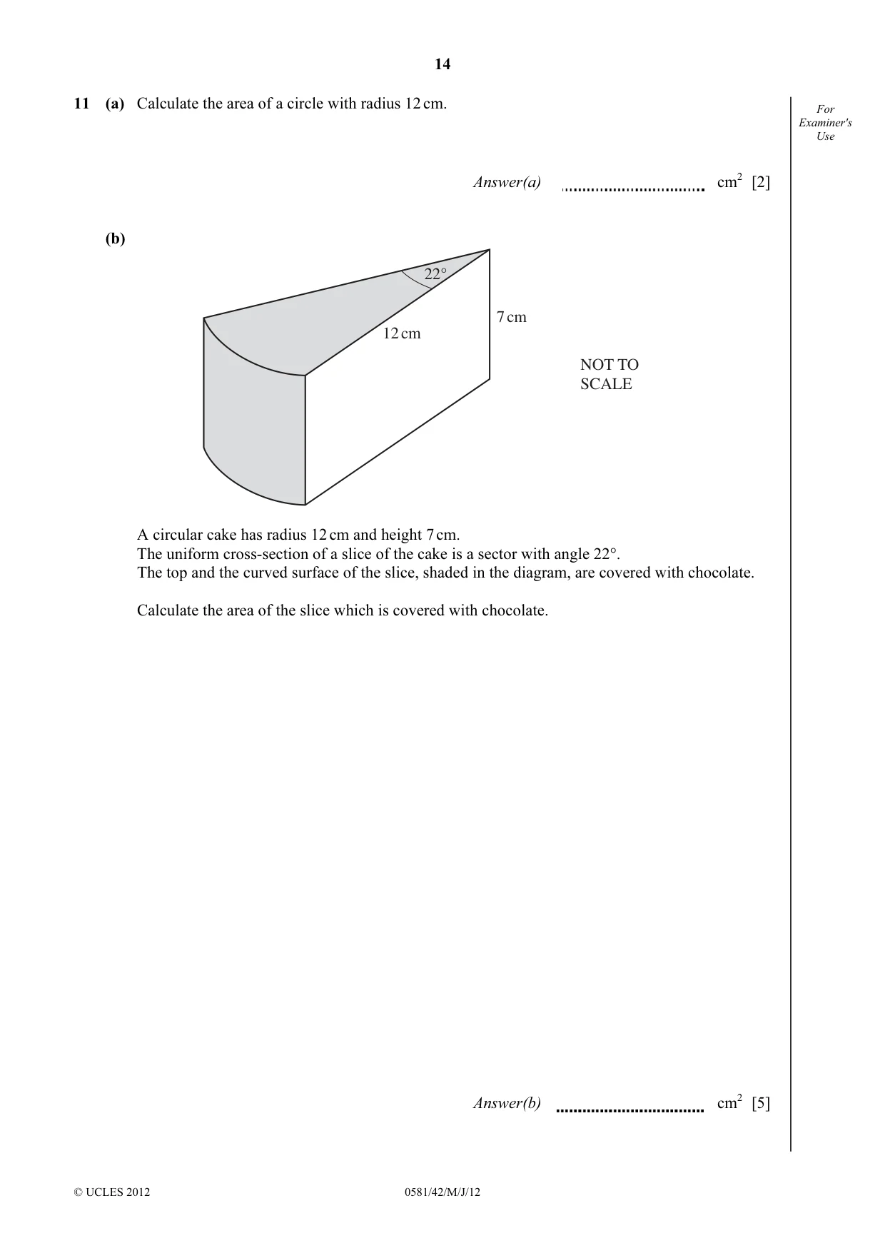 Cambridge IGCSE Mathematics (with coursework) 0581 2012 May/June Paper 4 · Variant 2 question paper, page 14 of 16