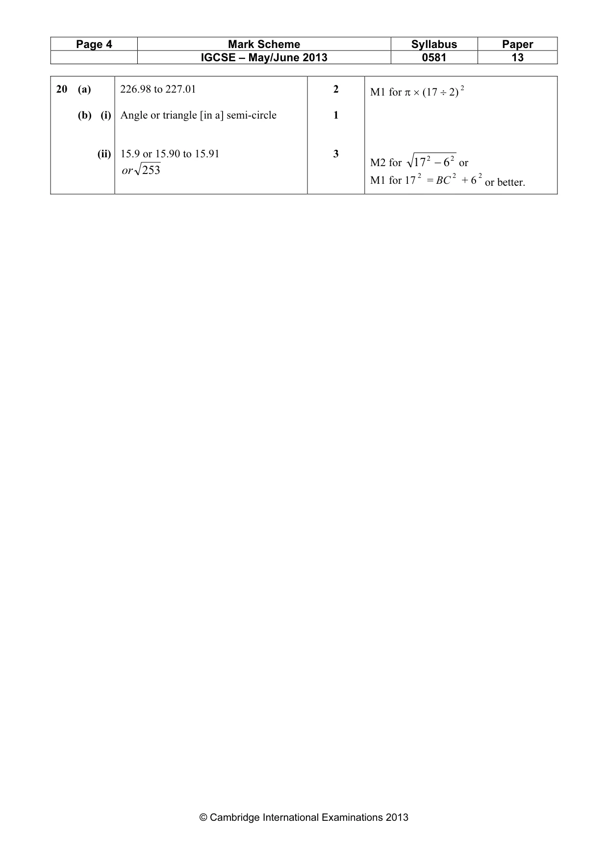 Mark scheme, page 4 of 4