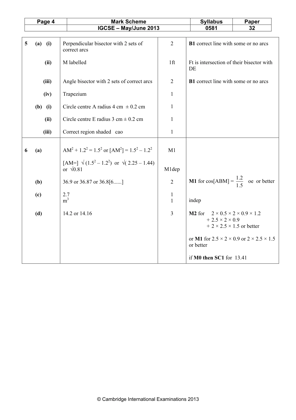 Mark scheme, page 4 of 6