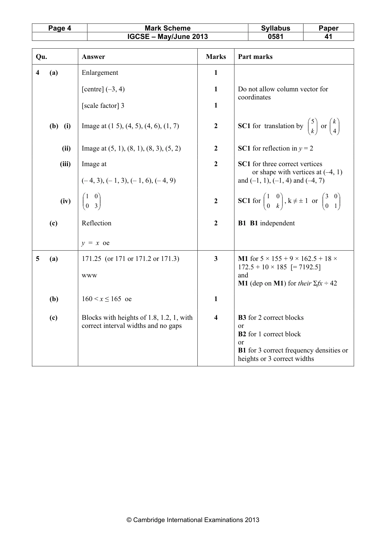 Mark scheme, page 4 of 8