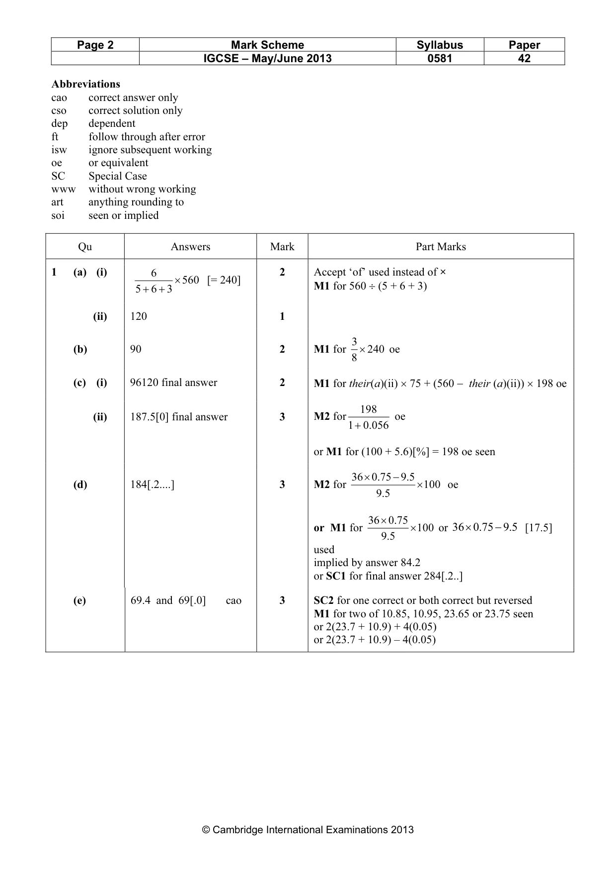 Mark scheme, page 2 of 7