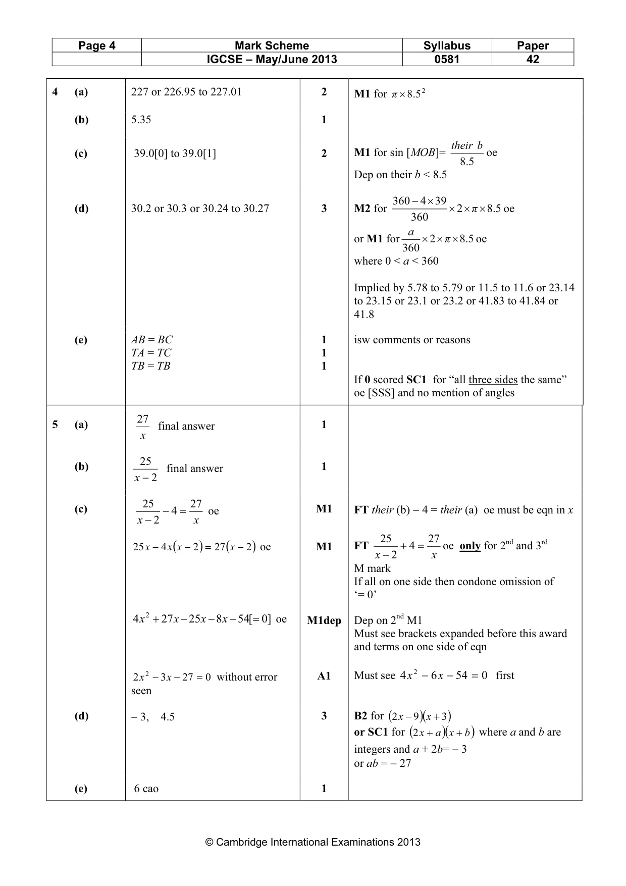 Mark scheme, page 4 of 7