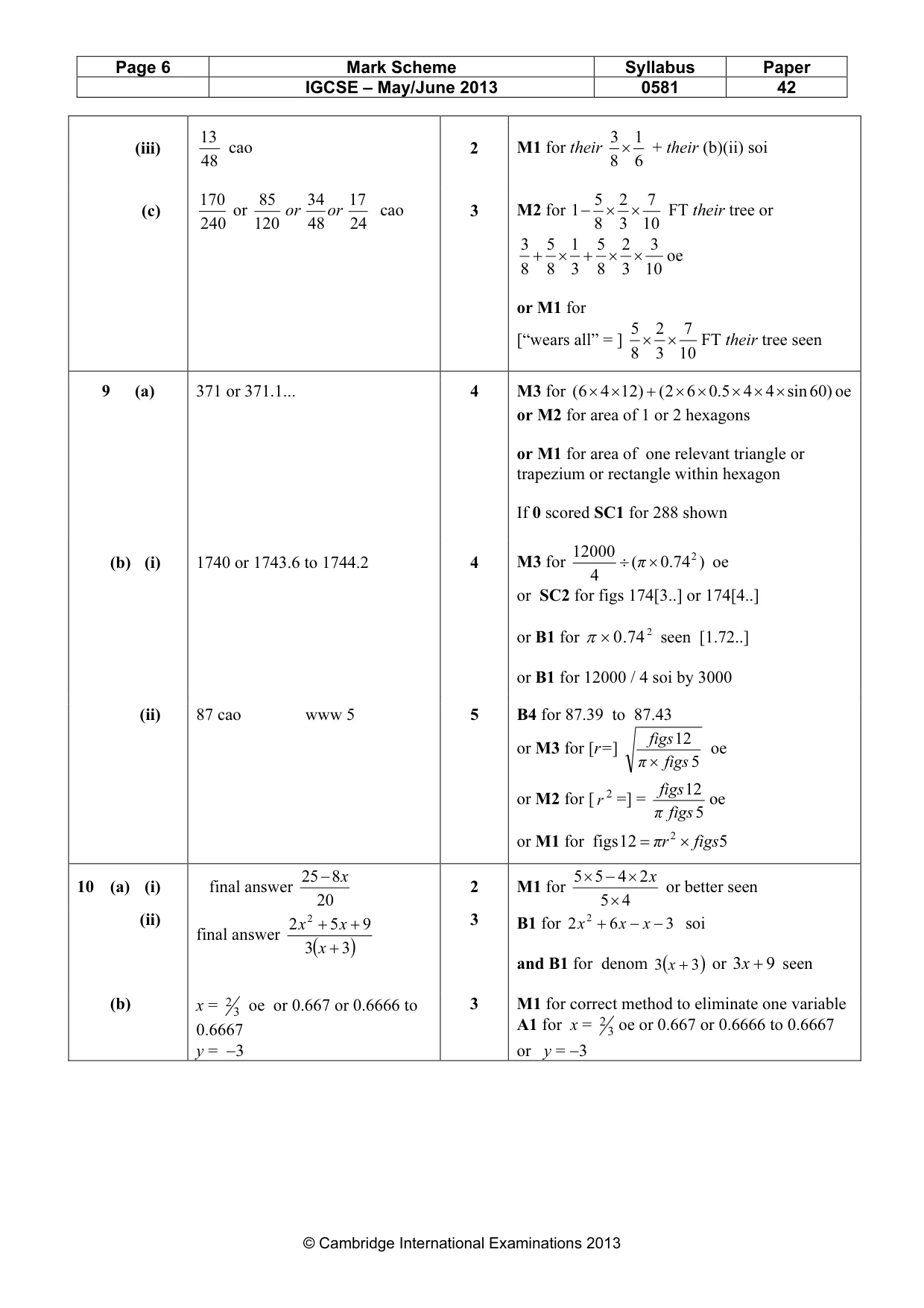 Mark scheme, page 6 of 7