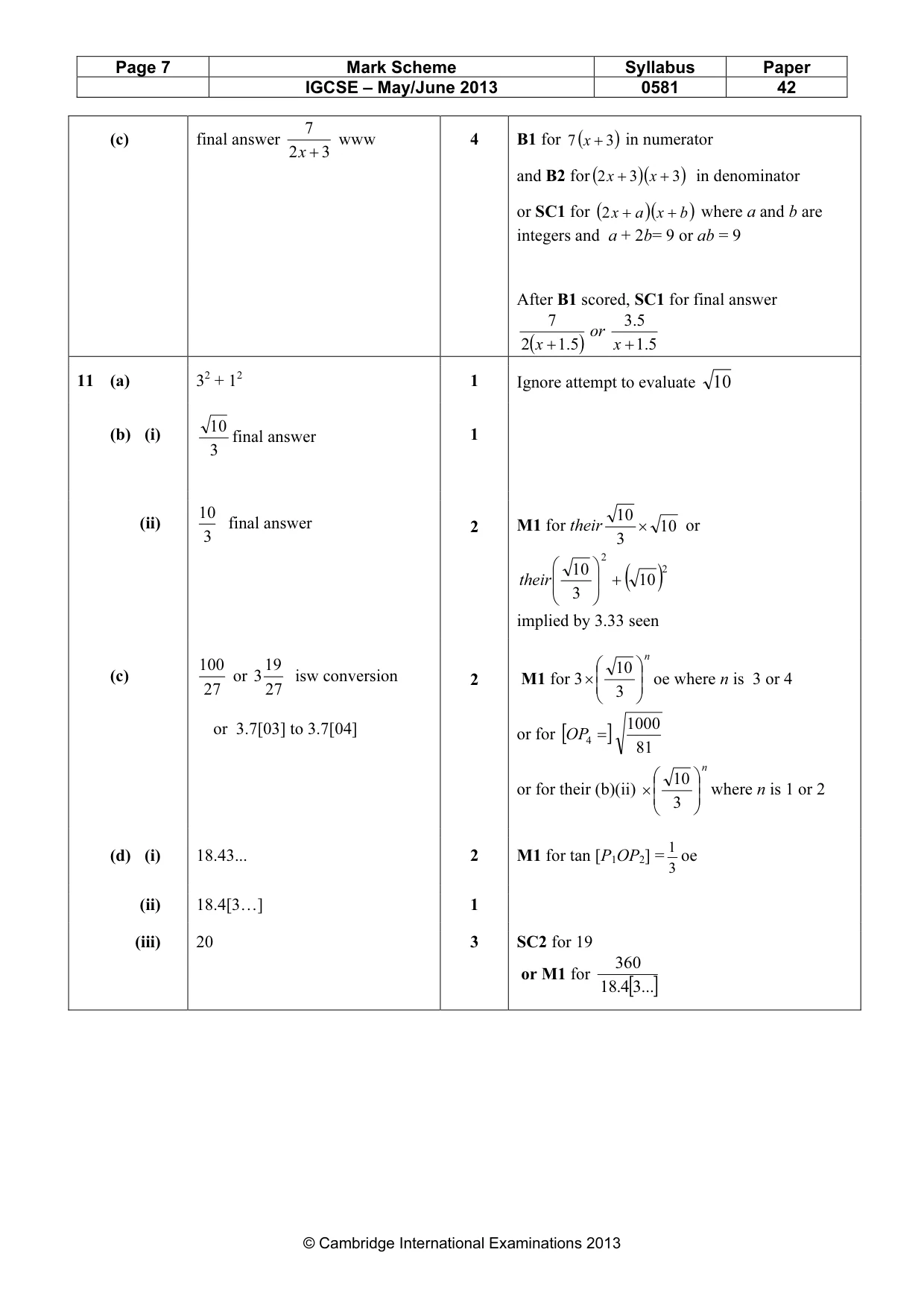 Mark scheme, page 7 of 7