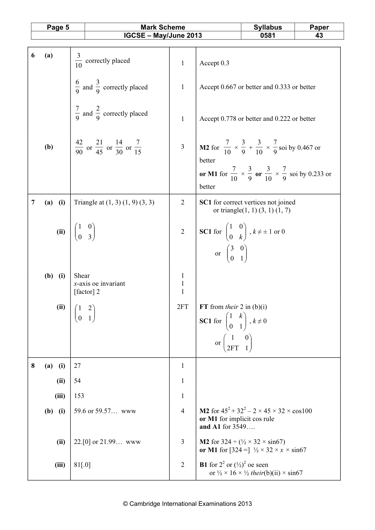 Mark scheme, page 5 of 6