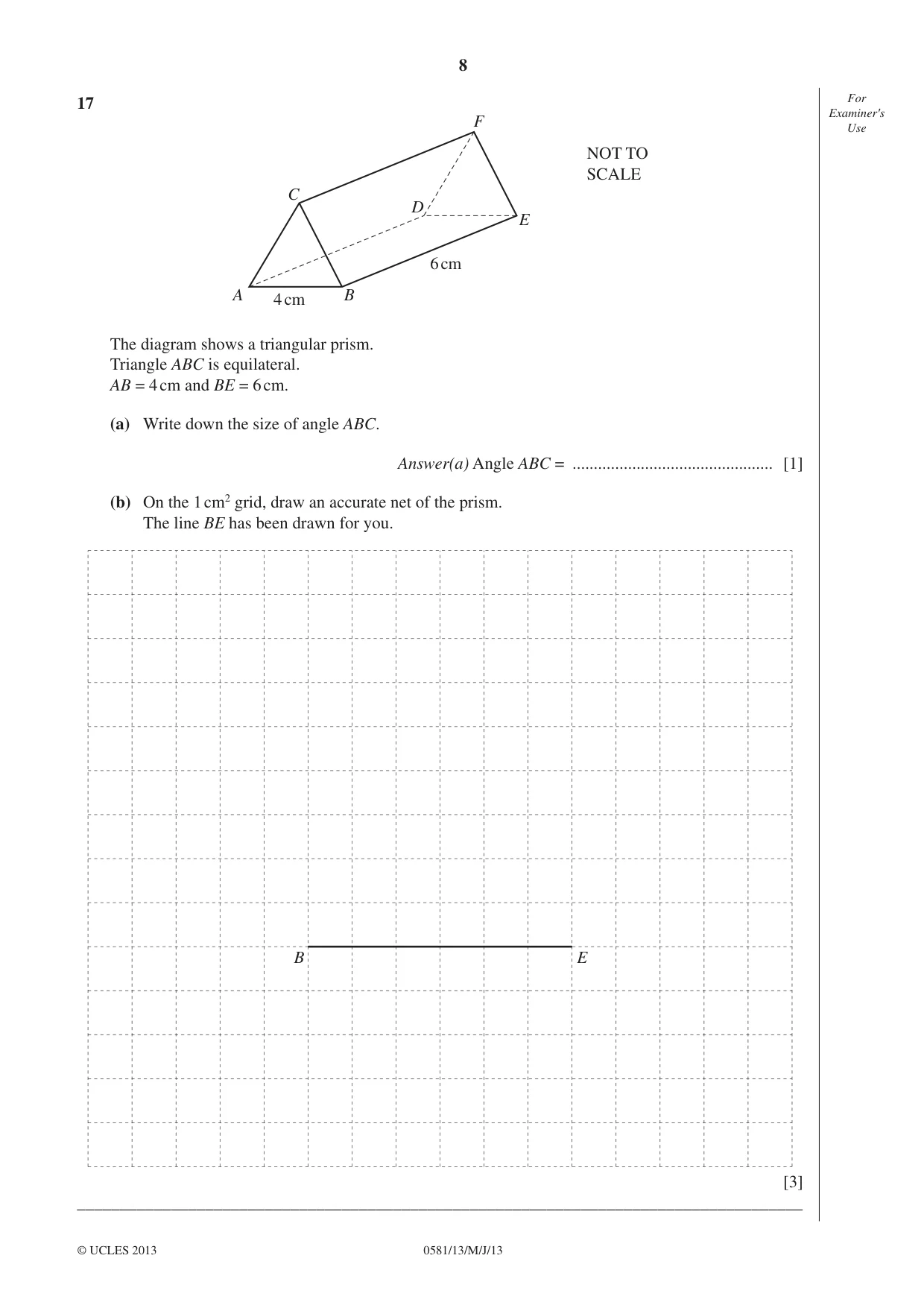 Cambridge IGCSE Mathematics (with coursework) 0581 2013 May/June Paper 1 · Variant 3 question paper, page 8 of 12