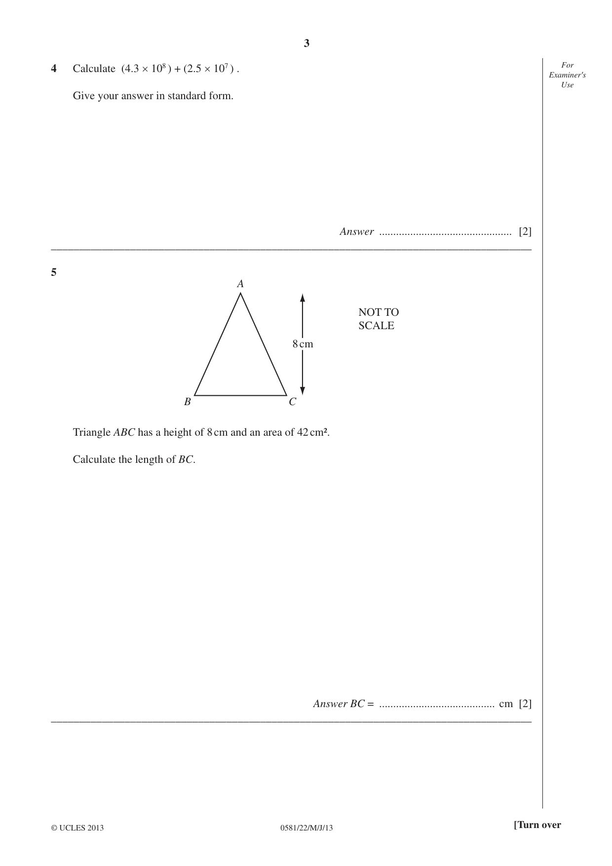 Cambridge IGCSE Mathematics (with coursework) 0581 2013 May/June Paper 2 · Variant 2 question paper, page 3 of 12