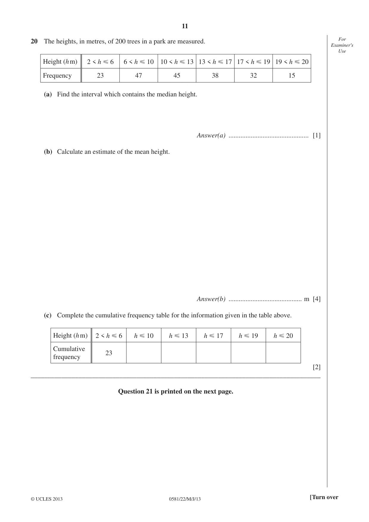 Cambridge IGCSE Mathematics (with coursework) 0581 2013 May/June Paper 2 · Variant 2 question paper, page 11 of 12