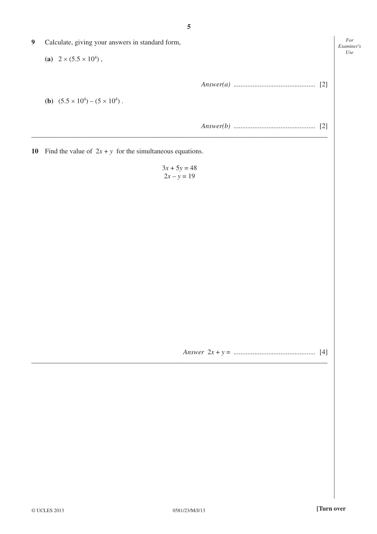 Cambridge IGCSE Mathematics (with coursework) 0581 2013 May/June Paper 2 · Variant 3 question paper, page 5 of 12