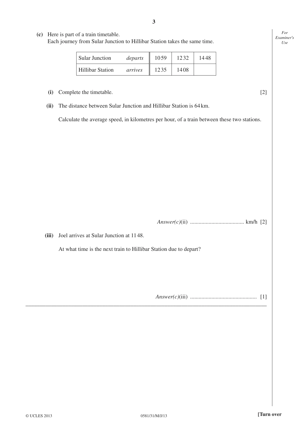Cambridge IGCSE Mathematics (with coursework) 0581 2013 May/June Paper 3 · Variant 1 question paper, page 3 of 20