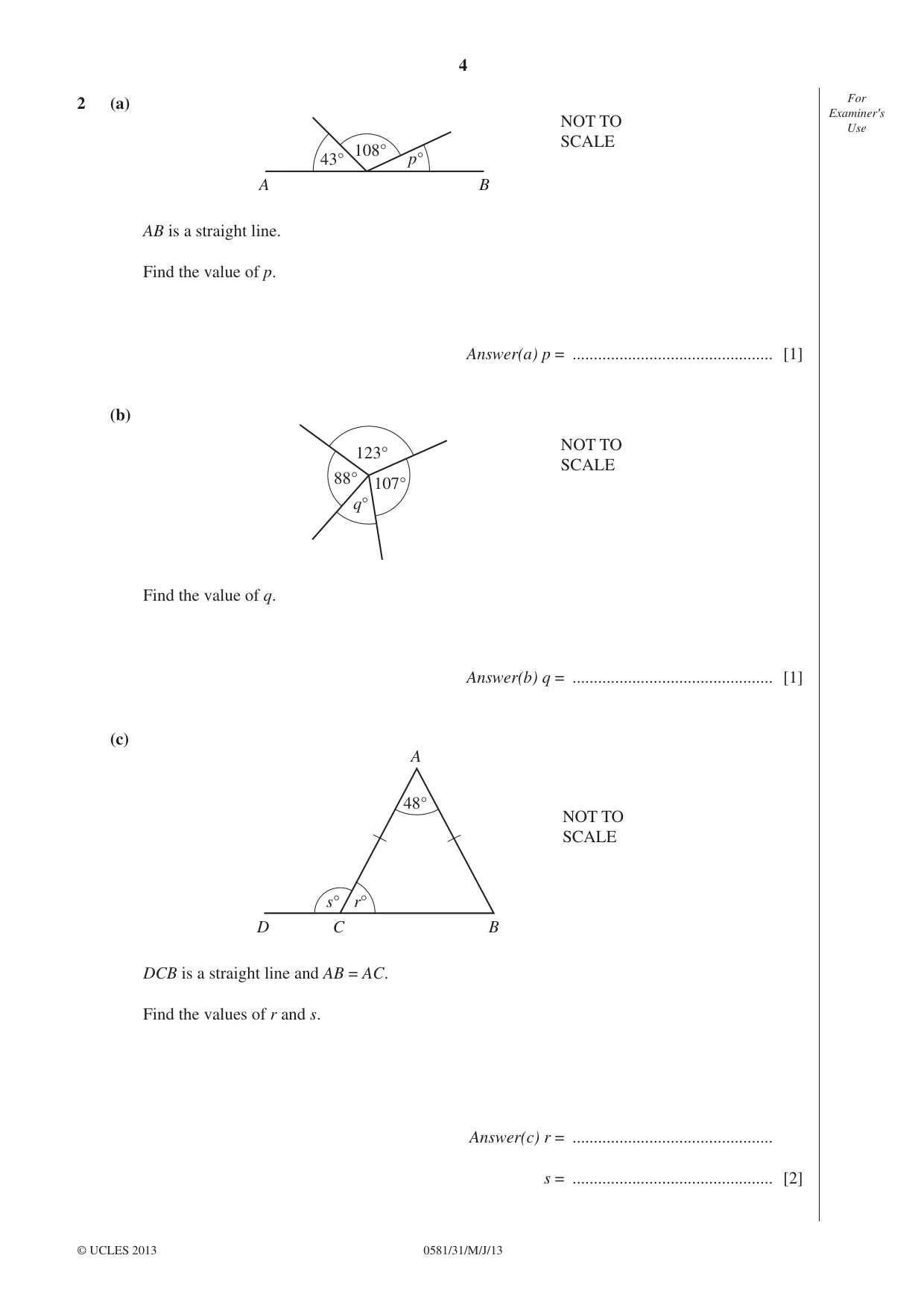 Cambridge IGCSE Mathematics (with coursework) 0581 2013 May/June Paper 3 · Variant 1 question paper, page 4 of 20