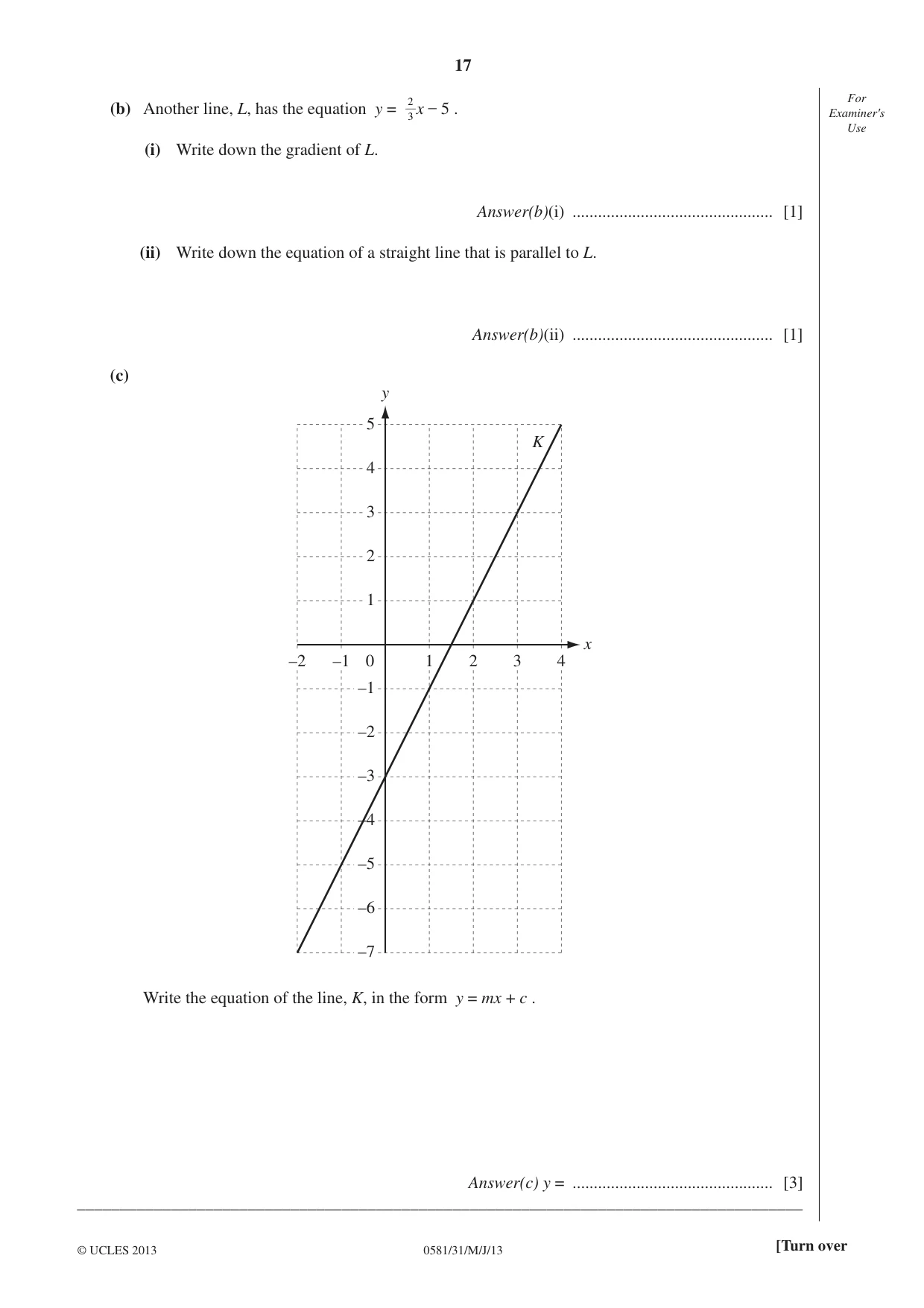 Cambridge IGCSE Mathematics (with coursework) 0581 2013 May/June Paper 3 · Variant 1 question paper, page 17 of 20