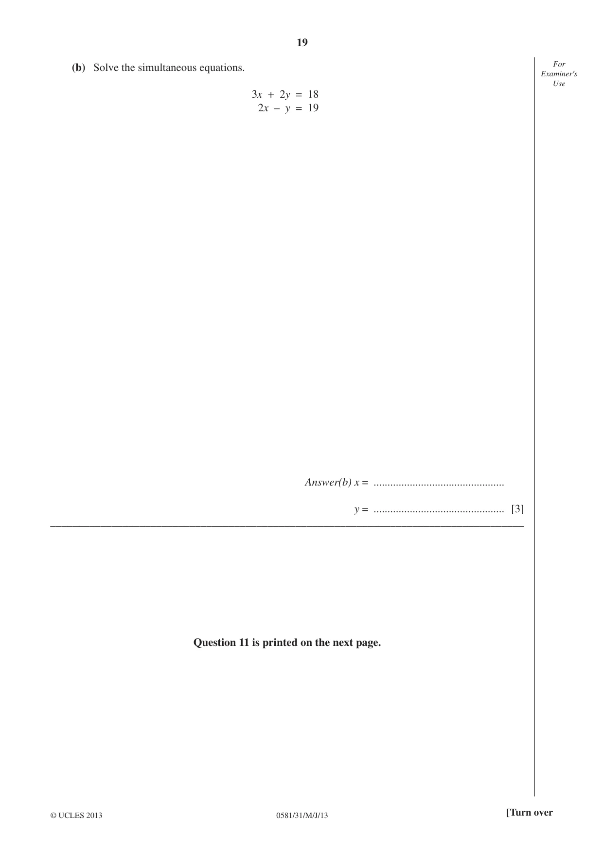 Cambridge IGCSE Mathematics (with coursework) 0581 2013 May/June Paper 3 · Variant 1 question paper, page 19 of 20