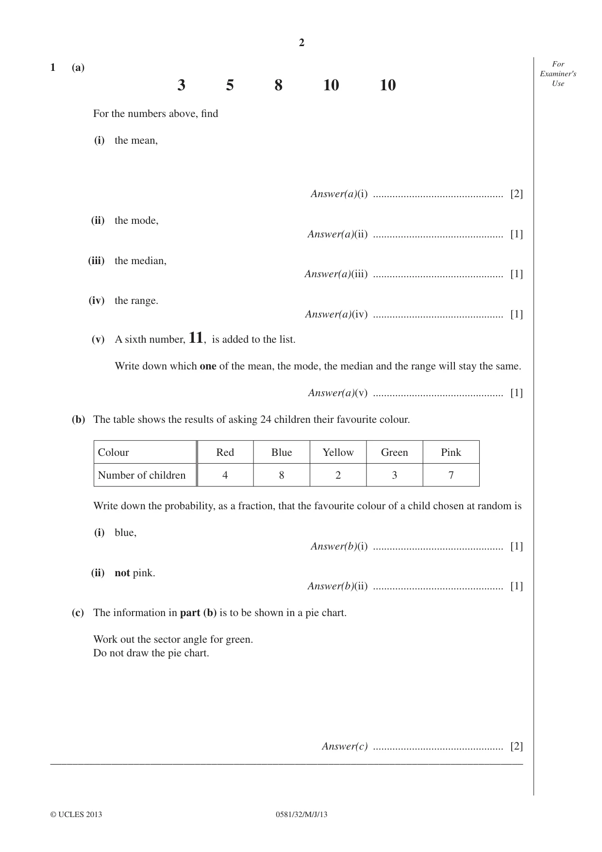 Cambridge IGCSE Mathematics (with coursework) 0581 2013 May/June Paper 3 · Variant 2 question paper, page 2 of 16