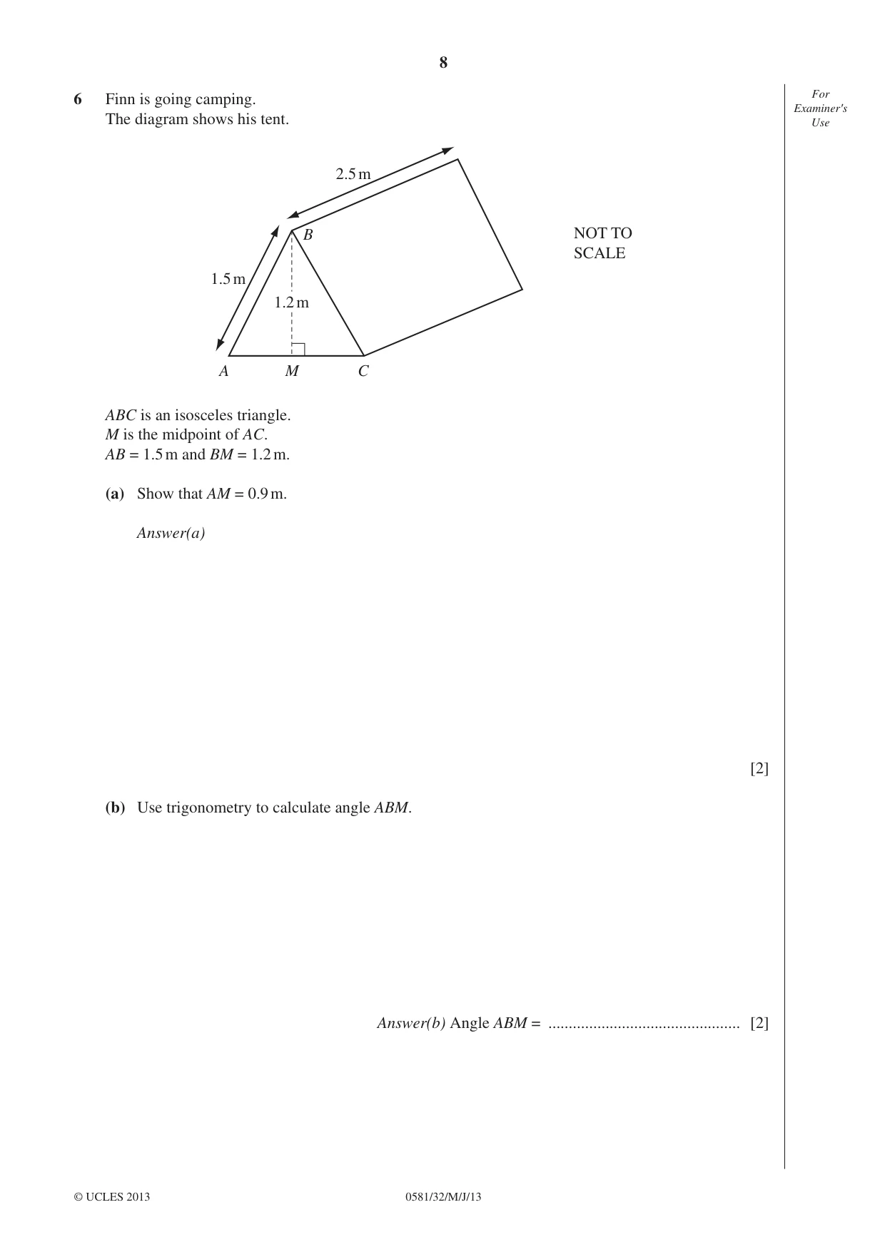 Cambridge IGCSE Mathematics (with coursework) 0581 2013 May/June Paper 3 · Variant 2 question paper, page 8 of 16