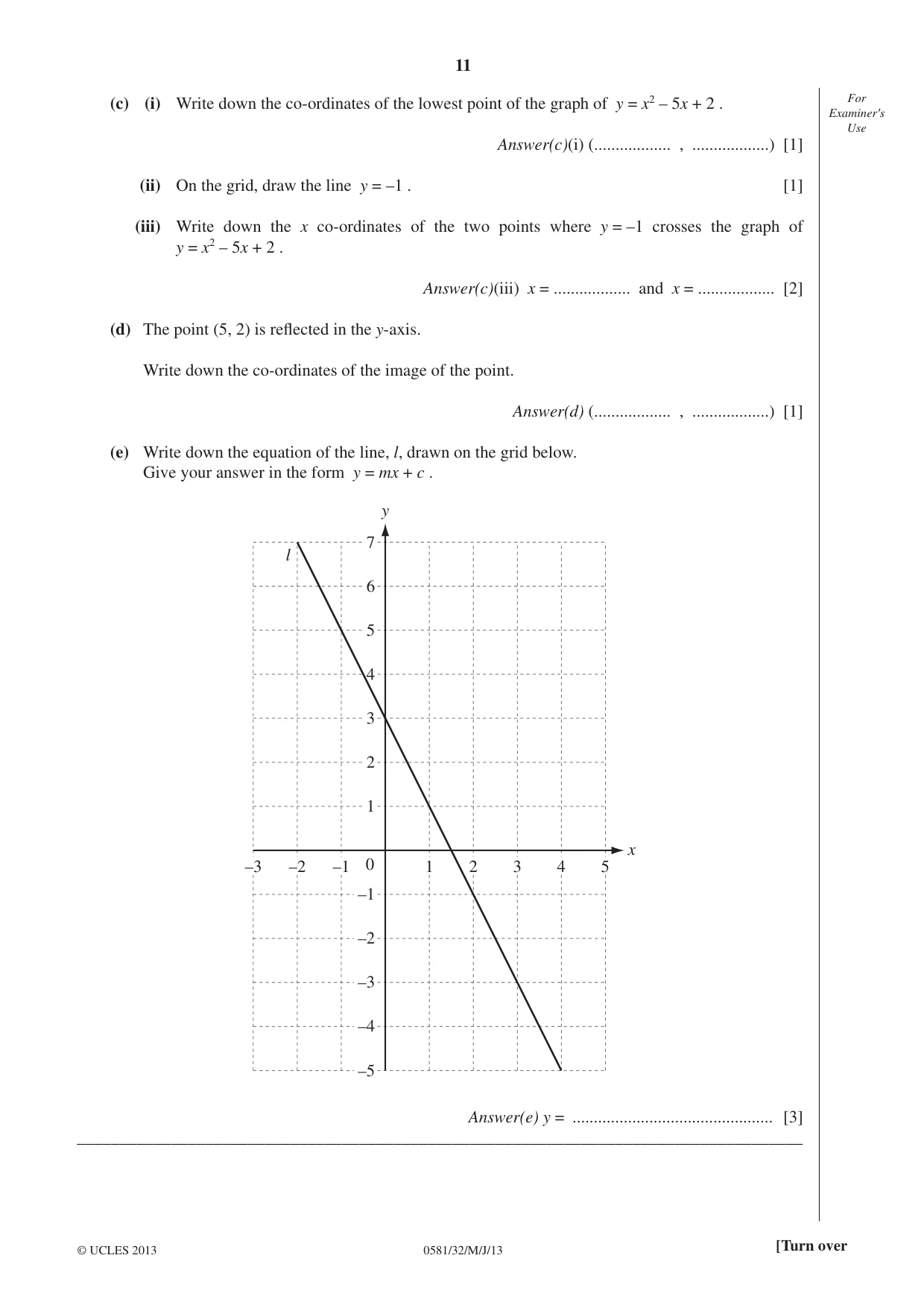 Cambridge IGCSE Mathematics (with coursework) 0581 2013 May/June Paper 3 · Variant 2 question paper, page 11 of 16