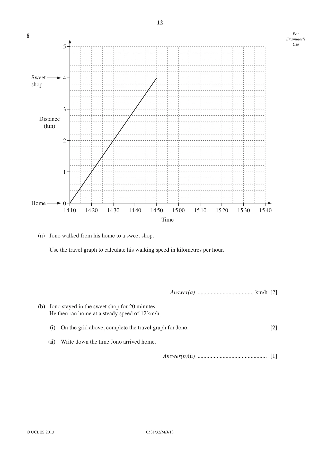 Cambridge IGCSE Mathematics (with coursework) 0581 2013 May/June Paper 3 · Variant 2 question paper, page 12 of 16