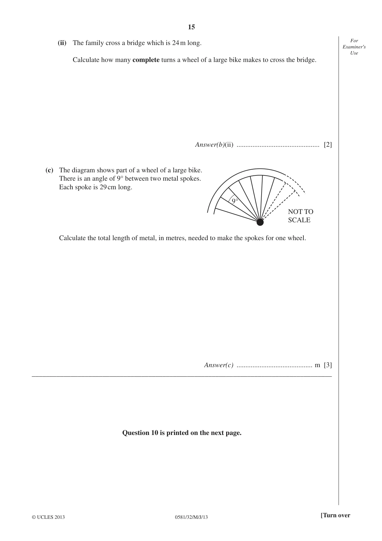 Cambridge IGCSE Mathematics (with coursework) 0581 2013 May/June Paper 3 · Variant 2 question paper, page 15 of 16