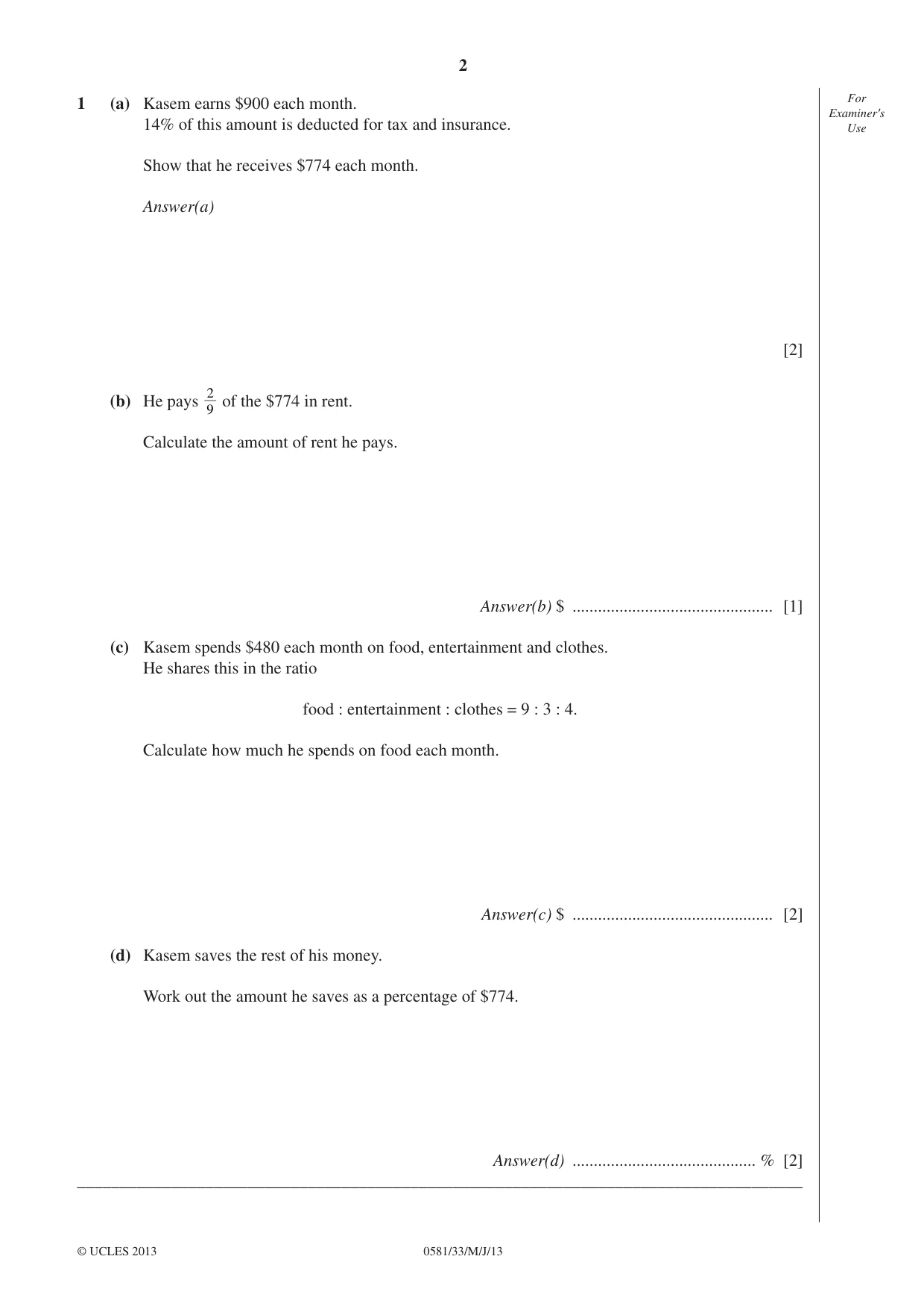 Cambridge IGCSE Mathematics (with coursework) 0581 2013 May/June Paper 3 · Variant 3 question paper, page 2 of 16