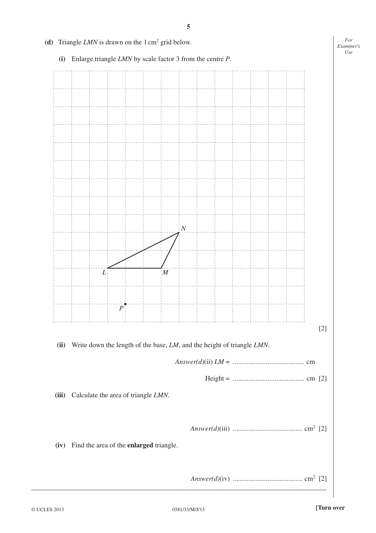 Cambridge IGCSE Mathematics (with coursework) 0581 2013 May/June Paper 3 · Variant 3 question paper, page 5 of 16