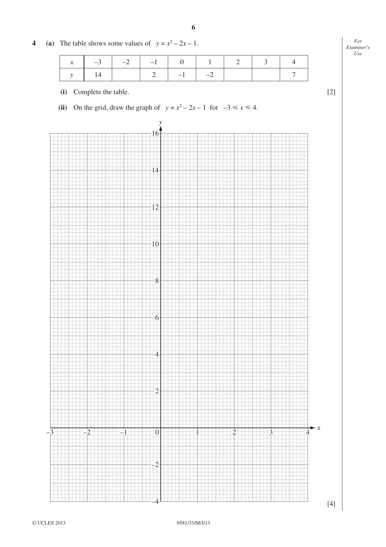 Cambridge IGCSE Mathematics (with coursework) 0581 2013 May/June Paper 3 · Variant 3 question paper, page 6 of 16