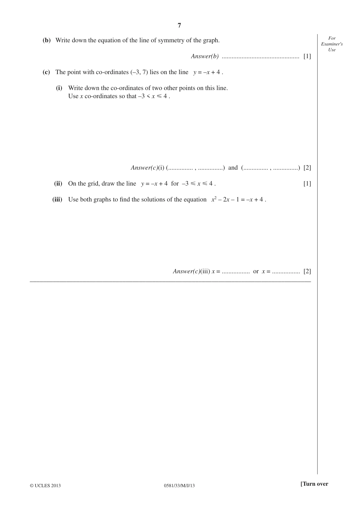 Cambridge IGCSE Mathematics (with coursework) 0581 2013 May/June Paper 3 · Variant 3 question paper, page 7 of 16