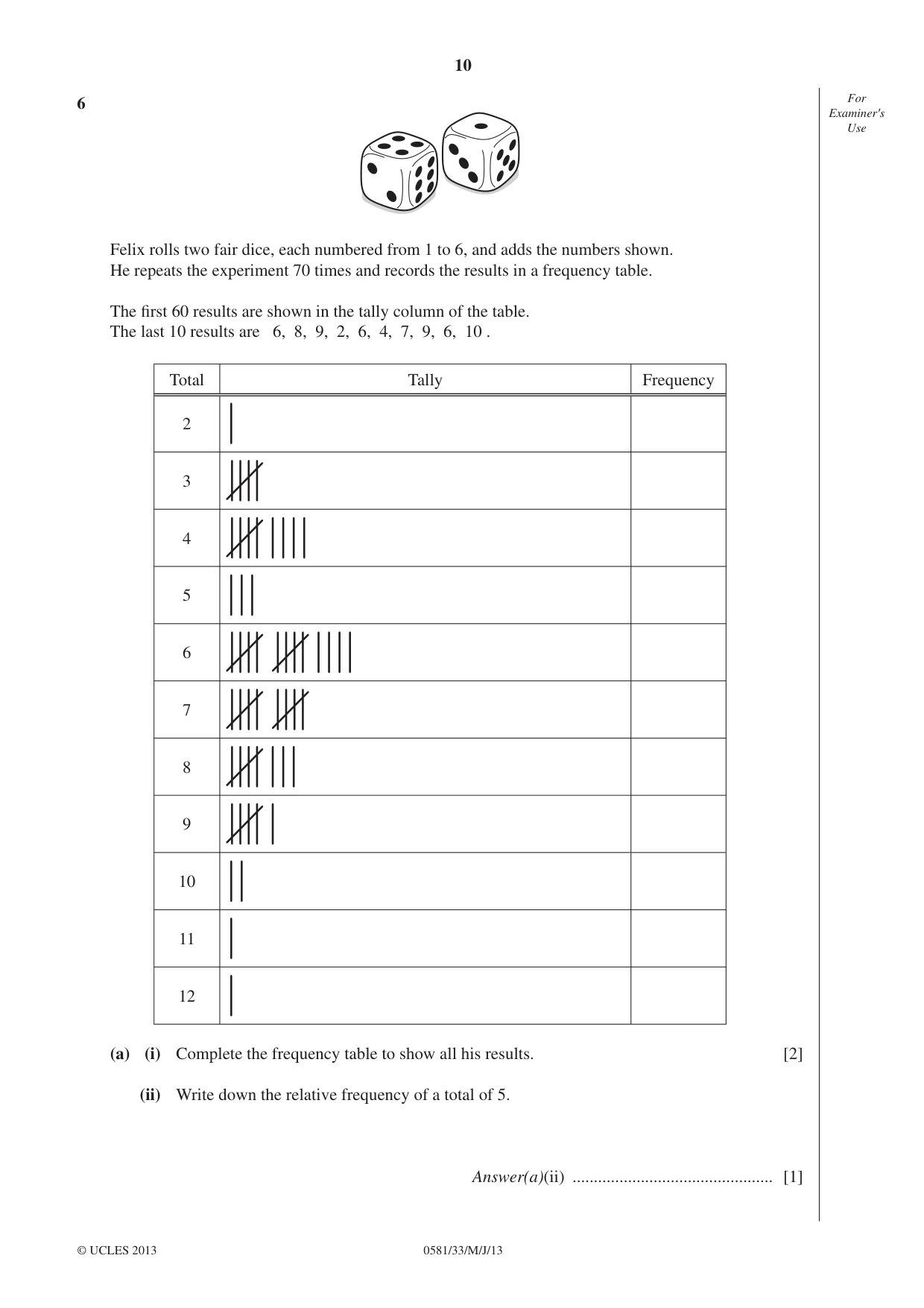 Cambridge IGCSE Mathematics (with coursework) 0581 2013 May/June Paper 3 · Variant 3 question paper, page 10 of 16