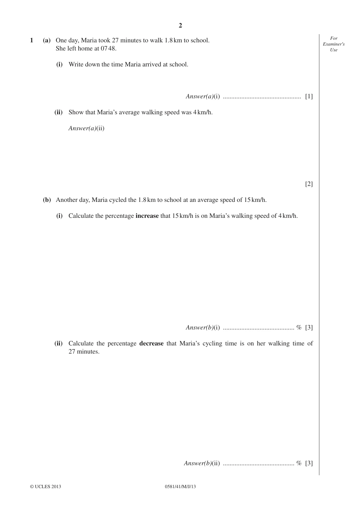 Cambridge IGCSE Mathematics (with coursework) 0581 2013 May/June Paper 4 · Variant 1 question paper, page 2 of 20
