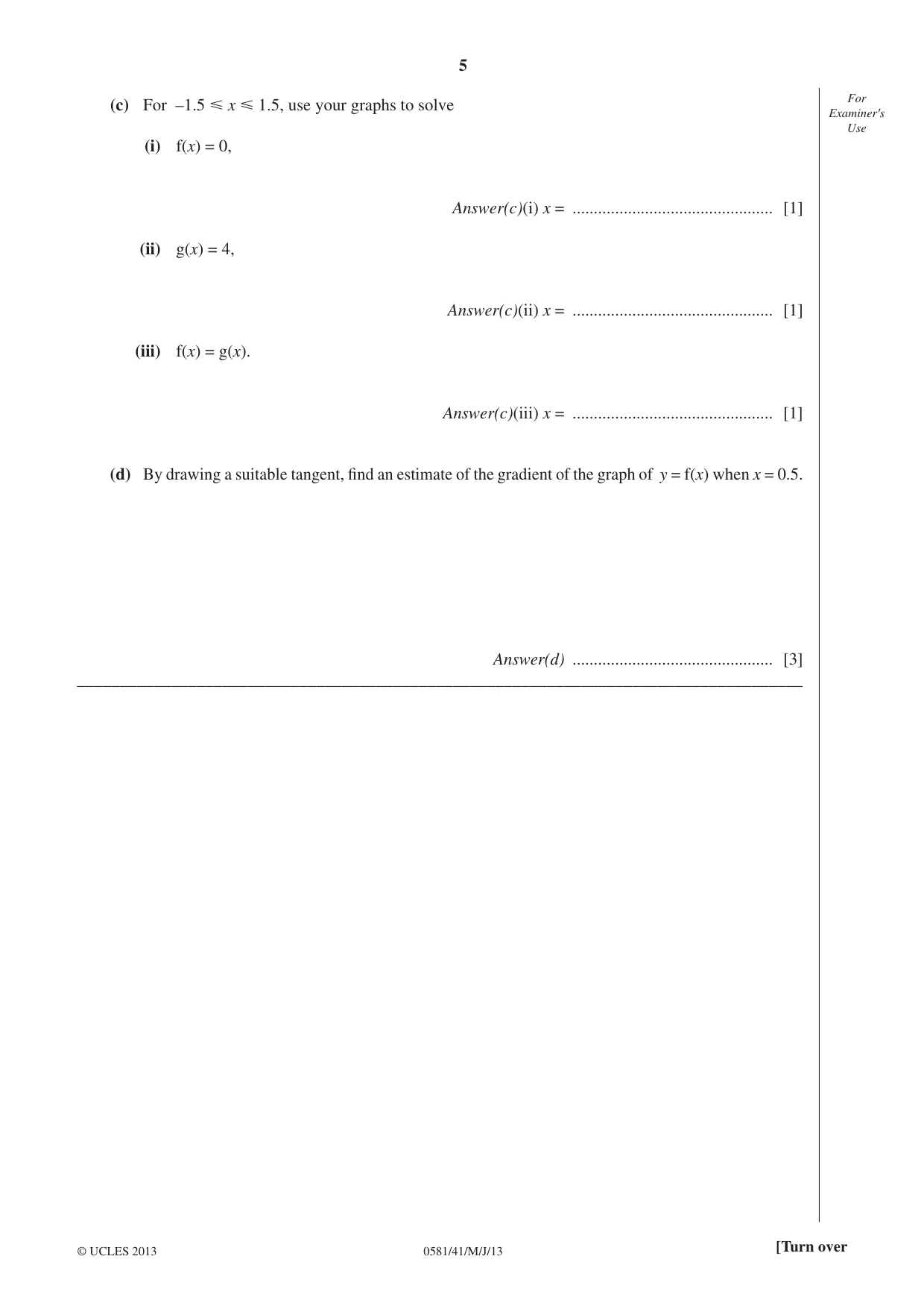 Cambridge IGCSE Mathematics (with coursework) 0581 2013 May/June Paper 4 · Variant 1 question paper, page 5 of 20
