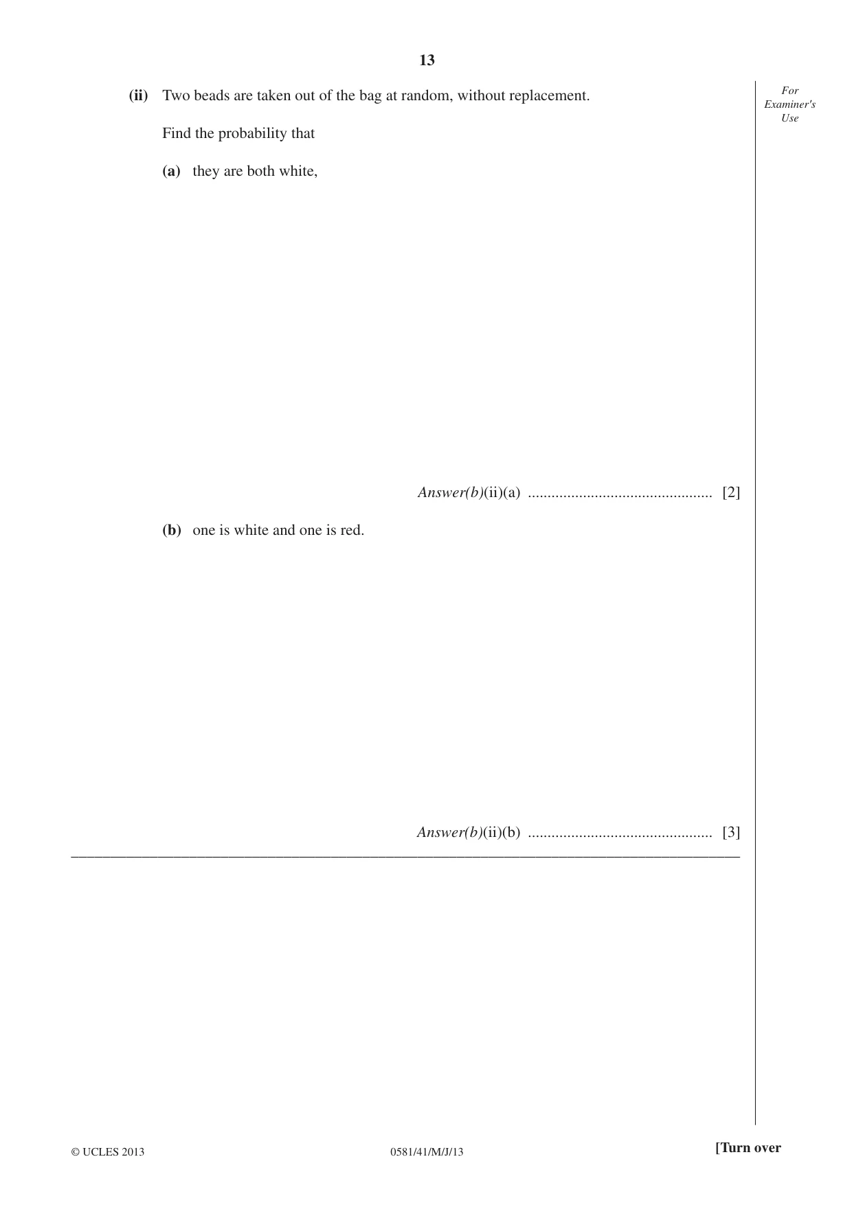 Cambridge IGCSE Mathematics (with coursework) 0581 2013 May/June Paper 4 · Variant 1 question paper, page 13 of 20